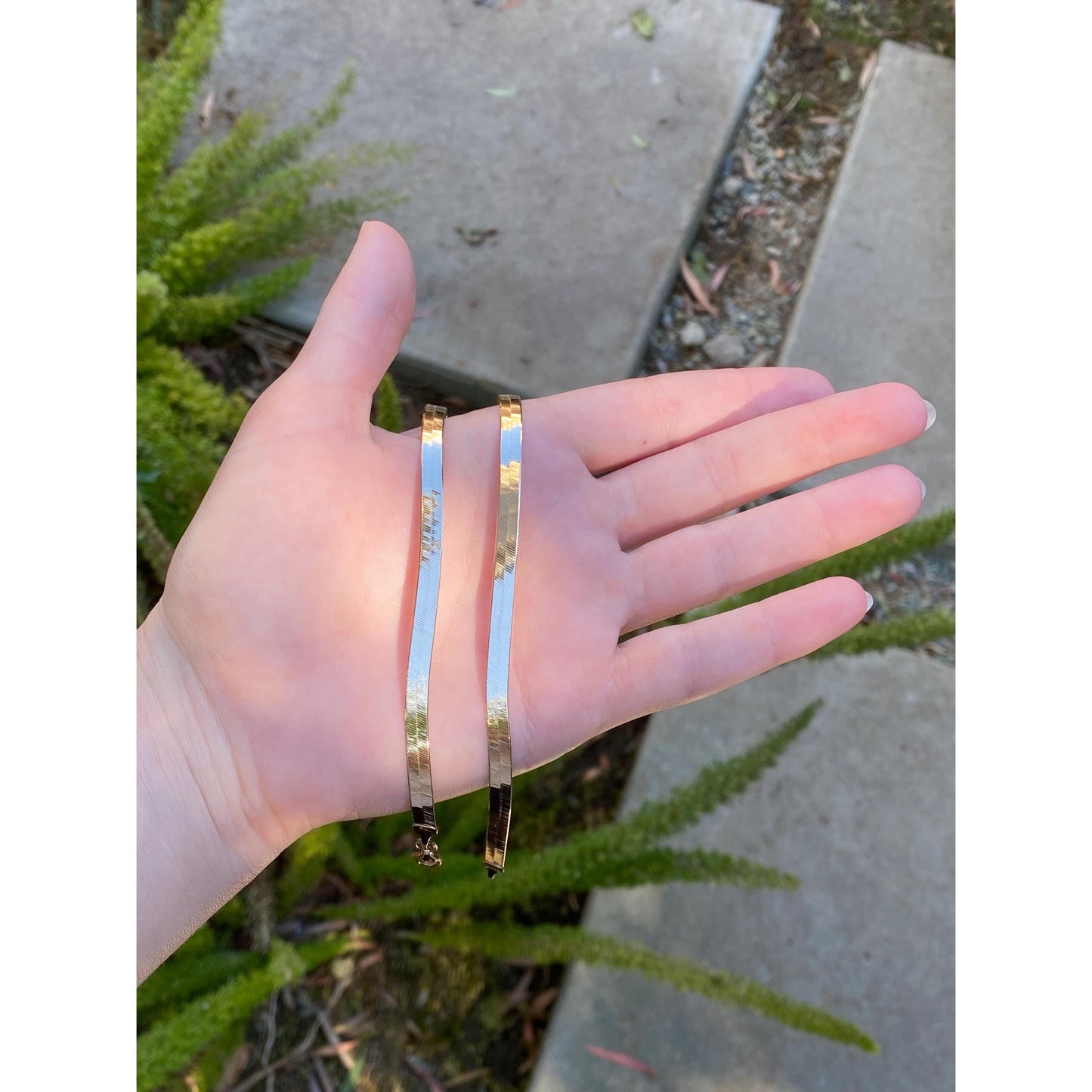 Vintage Solid 14k Yellow Gold Herringbone Chain Necklace - 20 inches