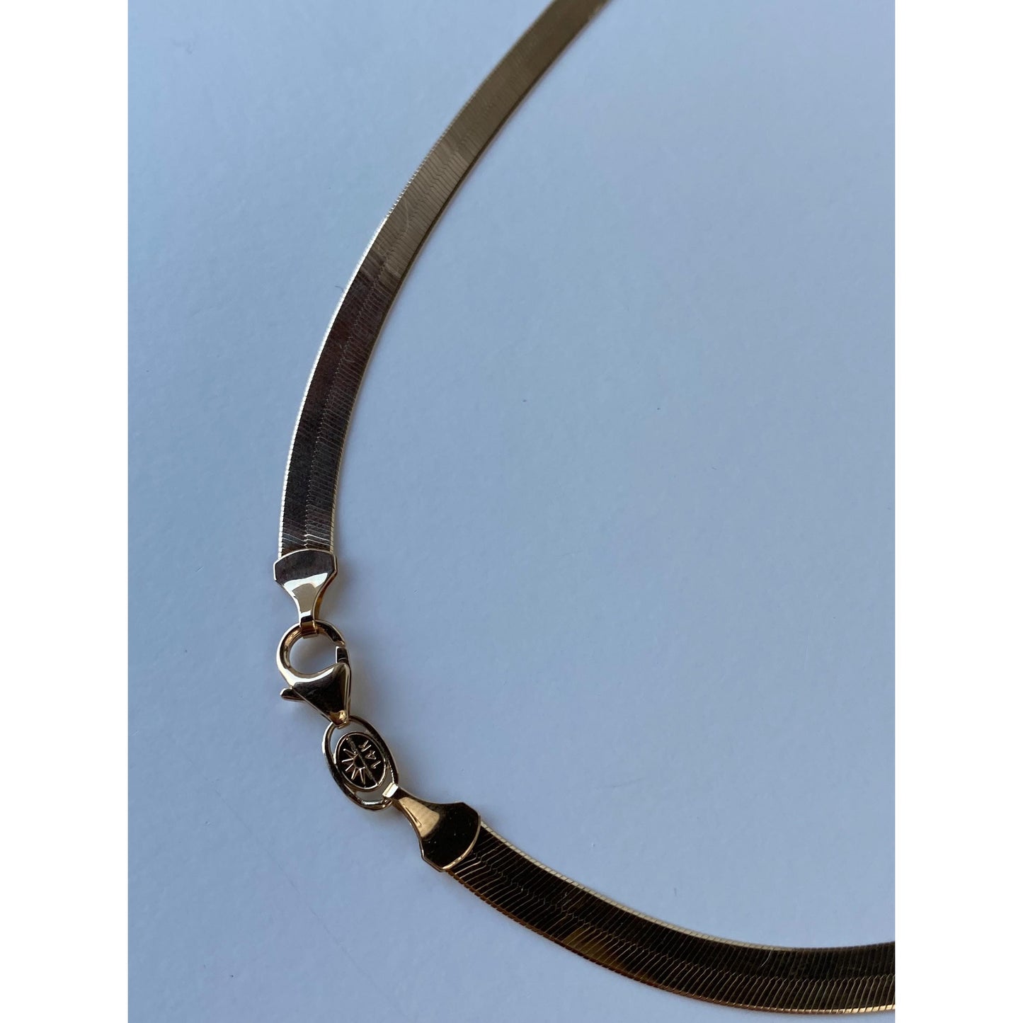 Vintage Solid 14k Yellow Gold Herringbone Chain Necklace - 20 inches