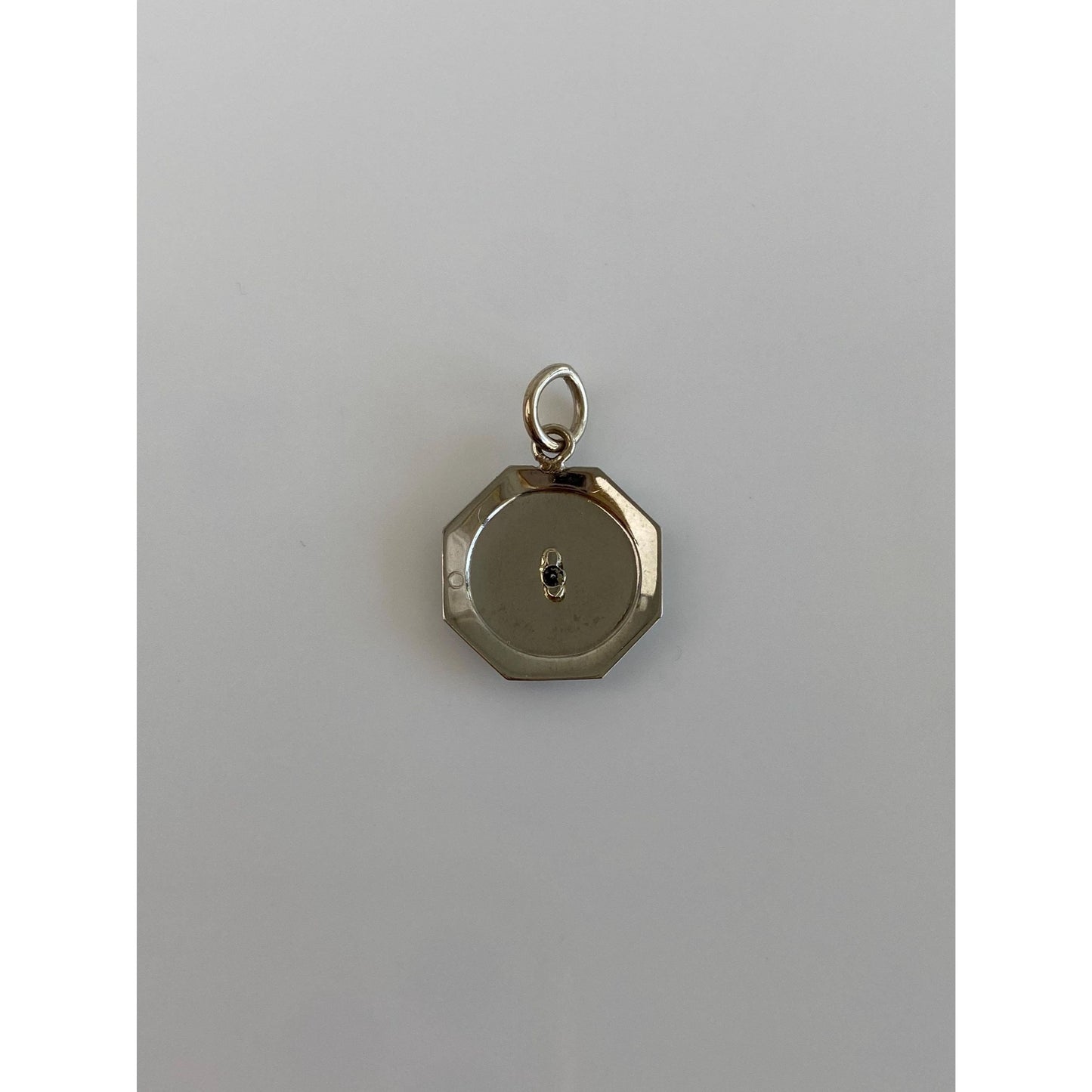 Solid 10k White Gold Diamond Lined Cufflink Conversion Charm