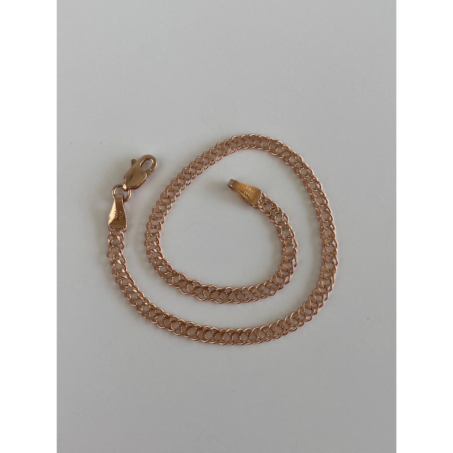 Vintage Solid 14k Rose Gold Fancy Chain Bracelet - 7 inches