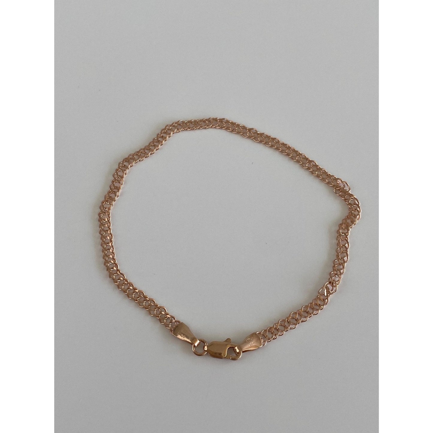 Vintage Solid 14k Rose Gold Fancy Chain Bracelet - 7 inches