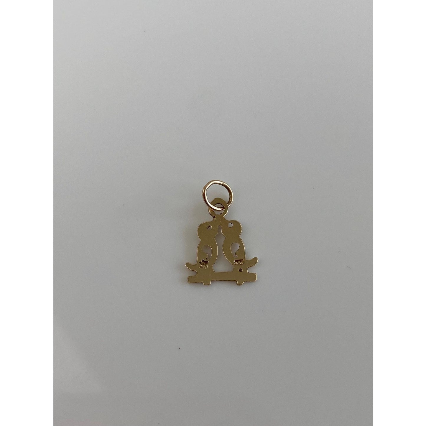Vintage Solid 14k Yellow Gold Diamond Cut Lovebirds Charm