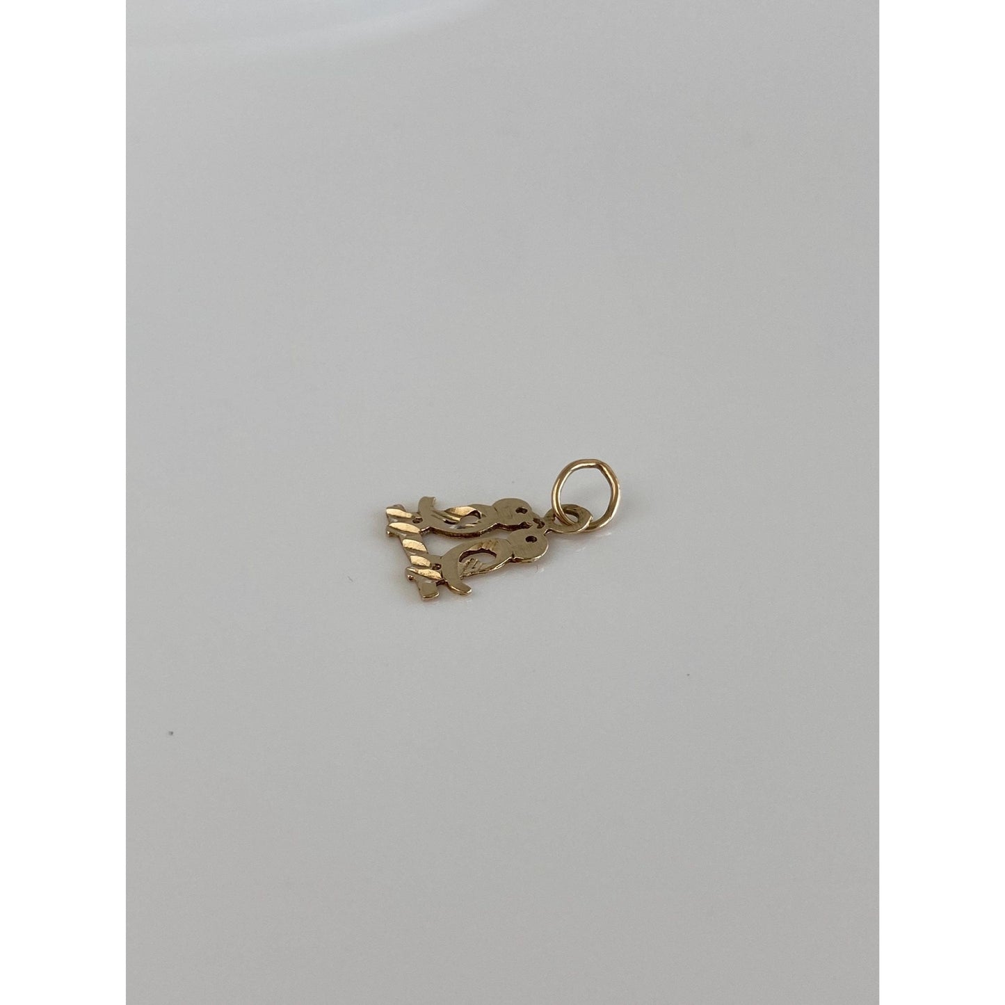 Vintage Solid 14k Yellow Gold Diamond Cut Lovebirds Charm