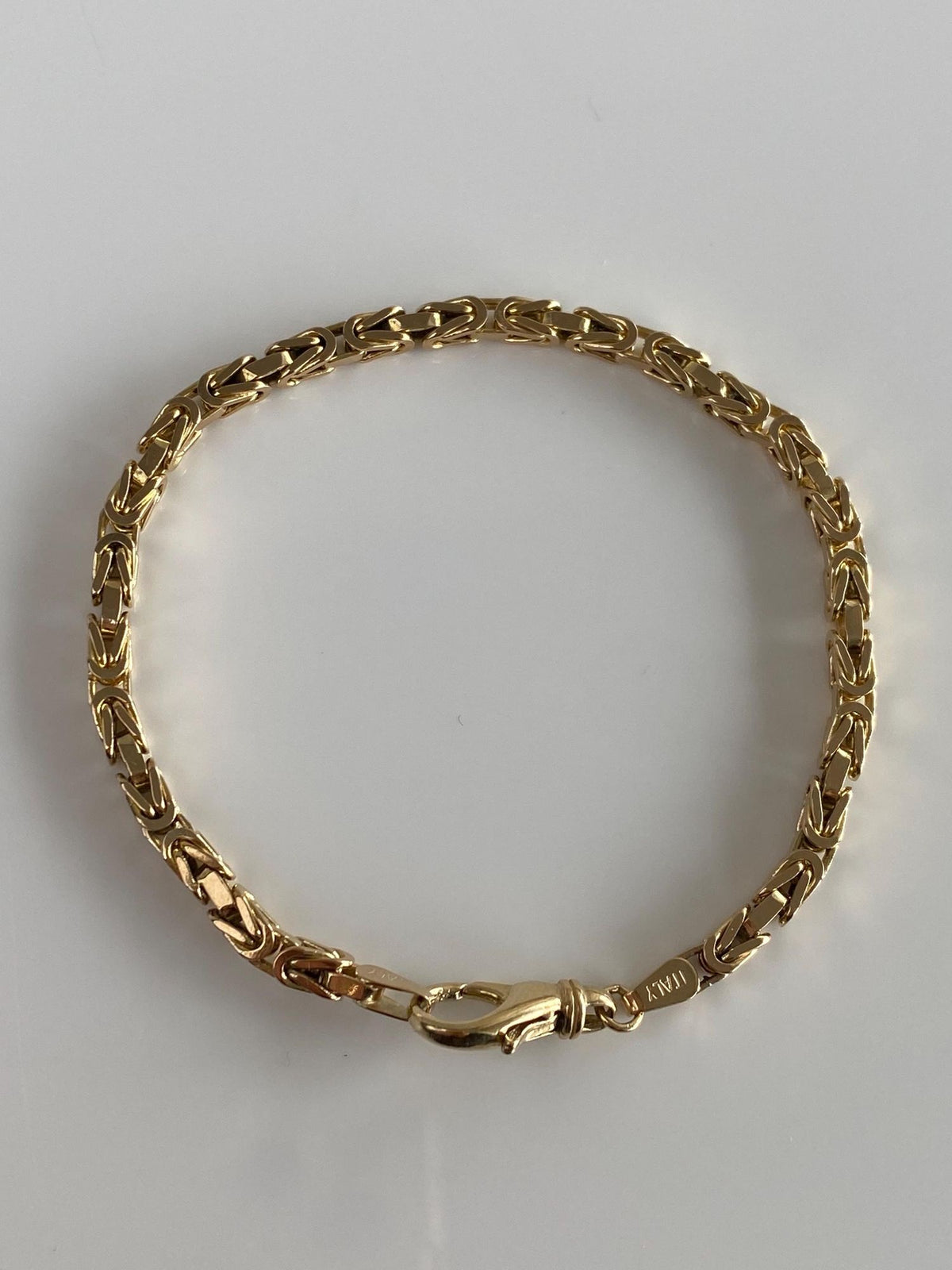 Vintage Solid 14k Yellow Gold Square Byzantine Chain Bracelet - 7.75 inches