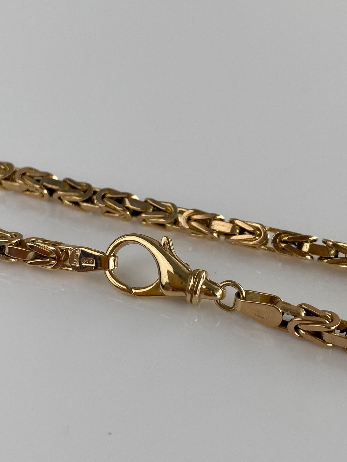 Vintage Solid 14k Yellow Gold Square Byzantine Chain Bracelet - 7.75 inches