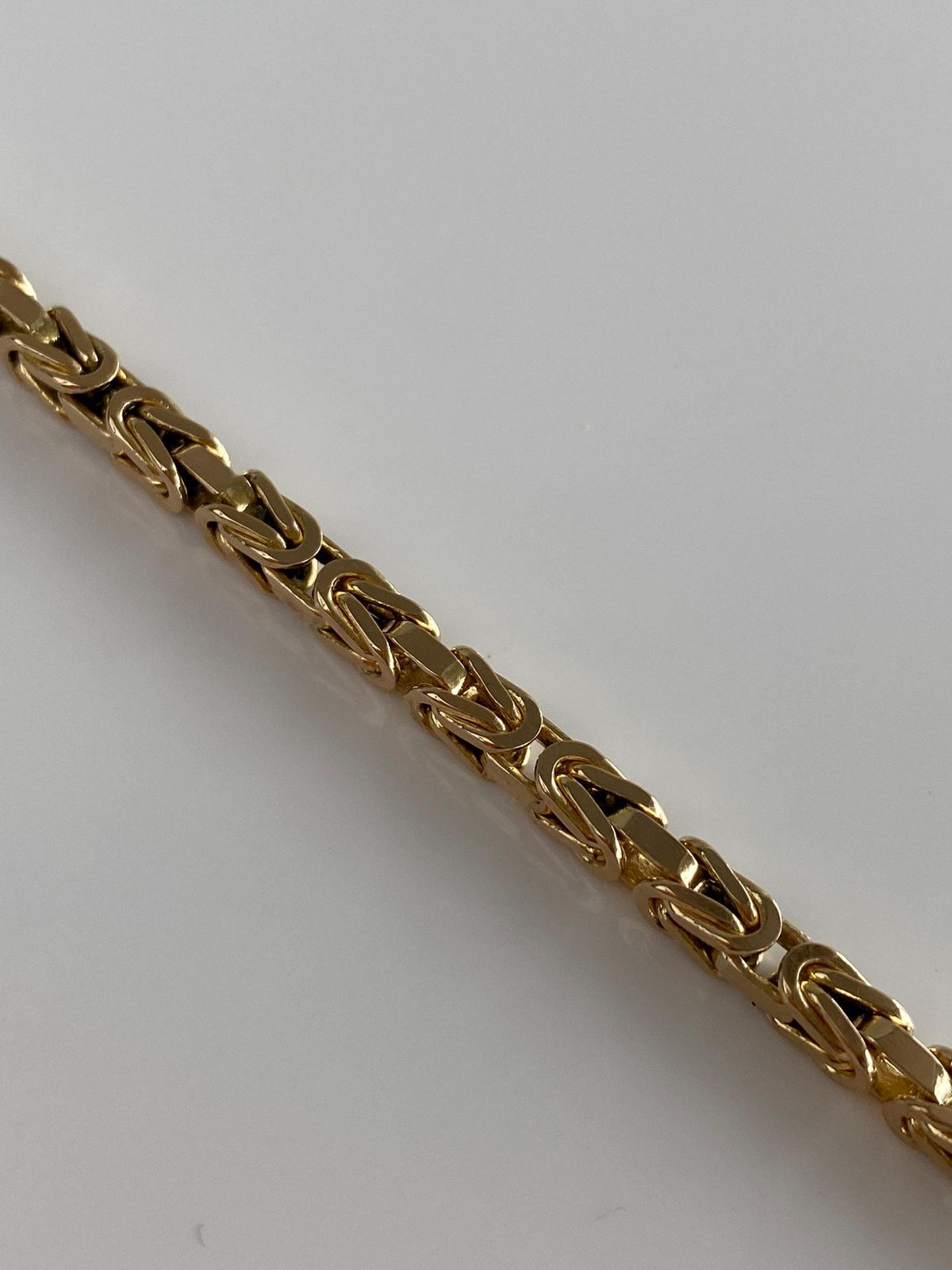 Vintage Solid 14k Yellow Gold Square Byzantine Chain Bracelet - 7.75 inches