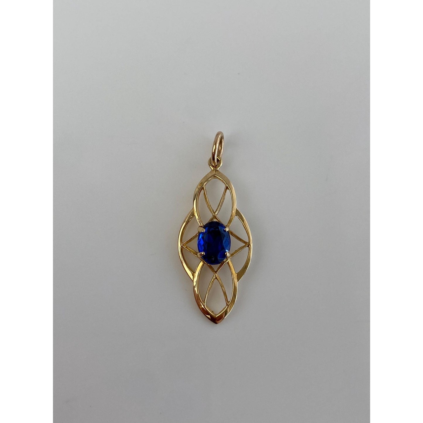 Vintage Solid 14k Yellow Gold Blue Spinel Charm
