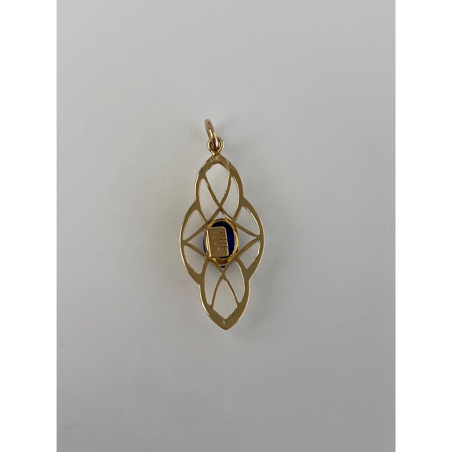 Vintage Solid 14k Yellow Gold Blue Spinel Charm