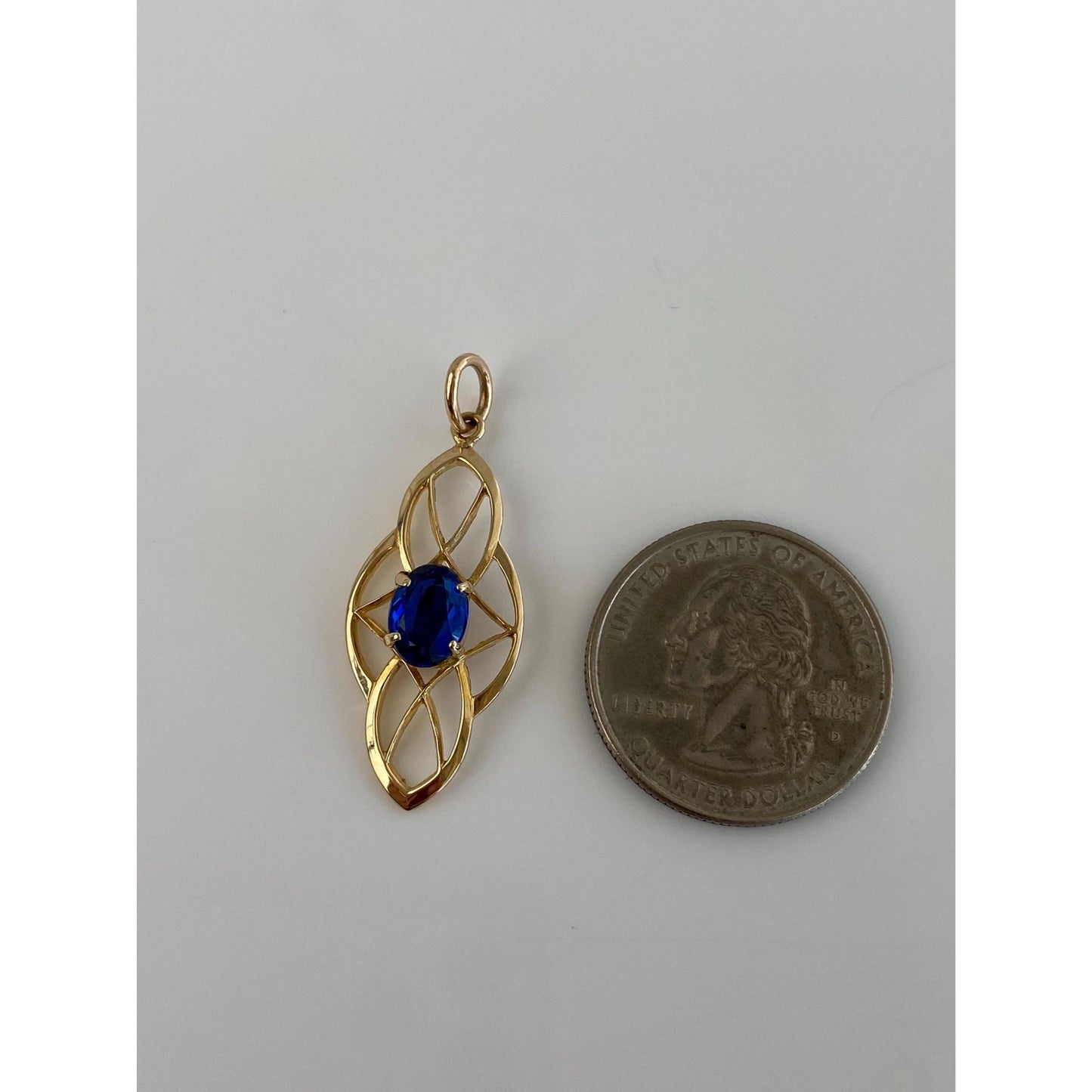 Vintage Solid 14k Yellow Gold Blue Spinel Charm