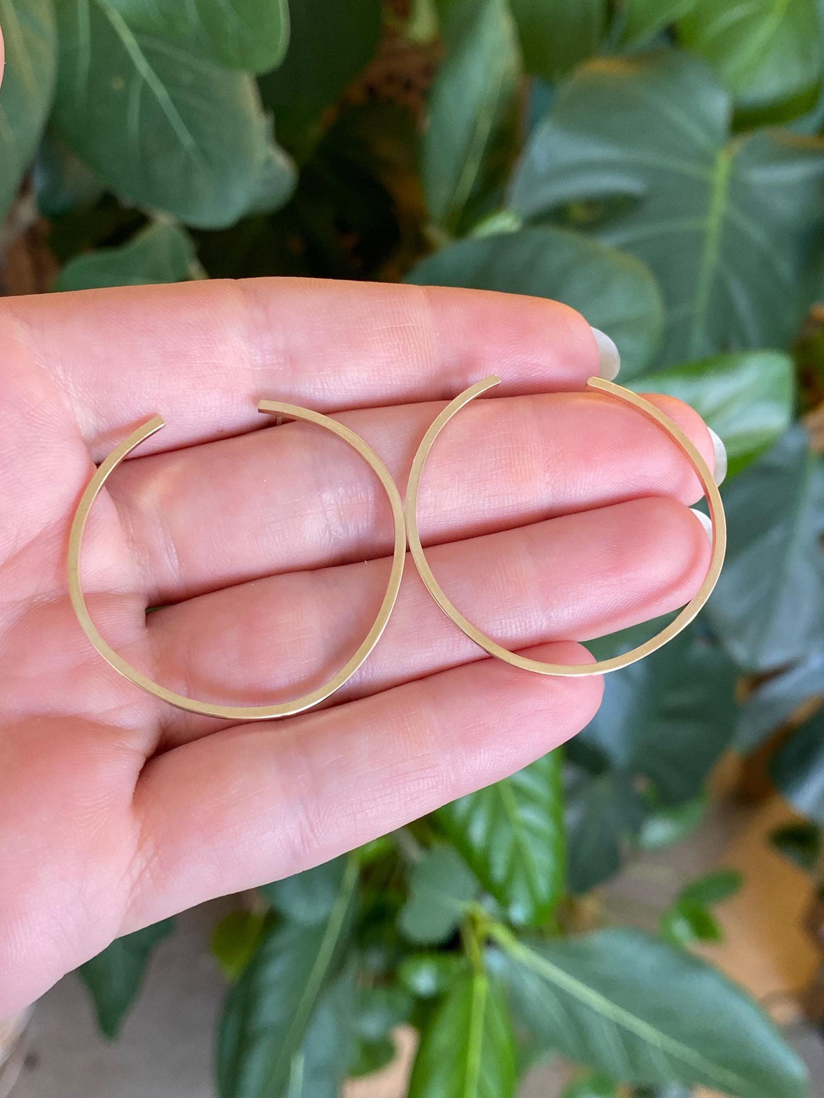 Solid 14k Yellow Gold Square Wire Semi Circle Stud Earrings