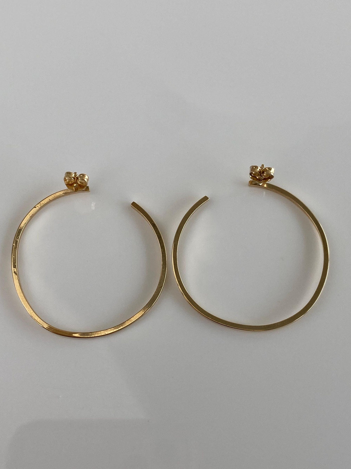 Solid 14k Yellow Gold Square Wire Semi Circle Stud Earrings