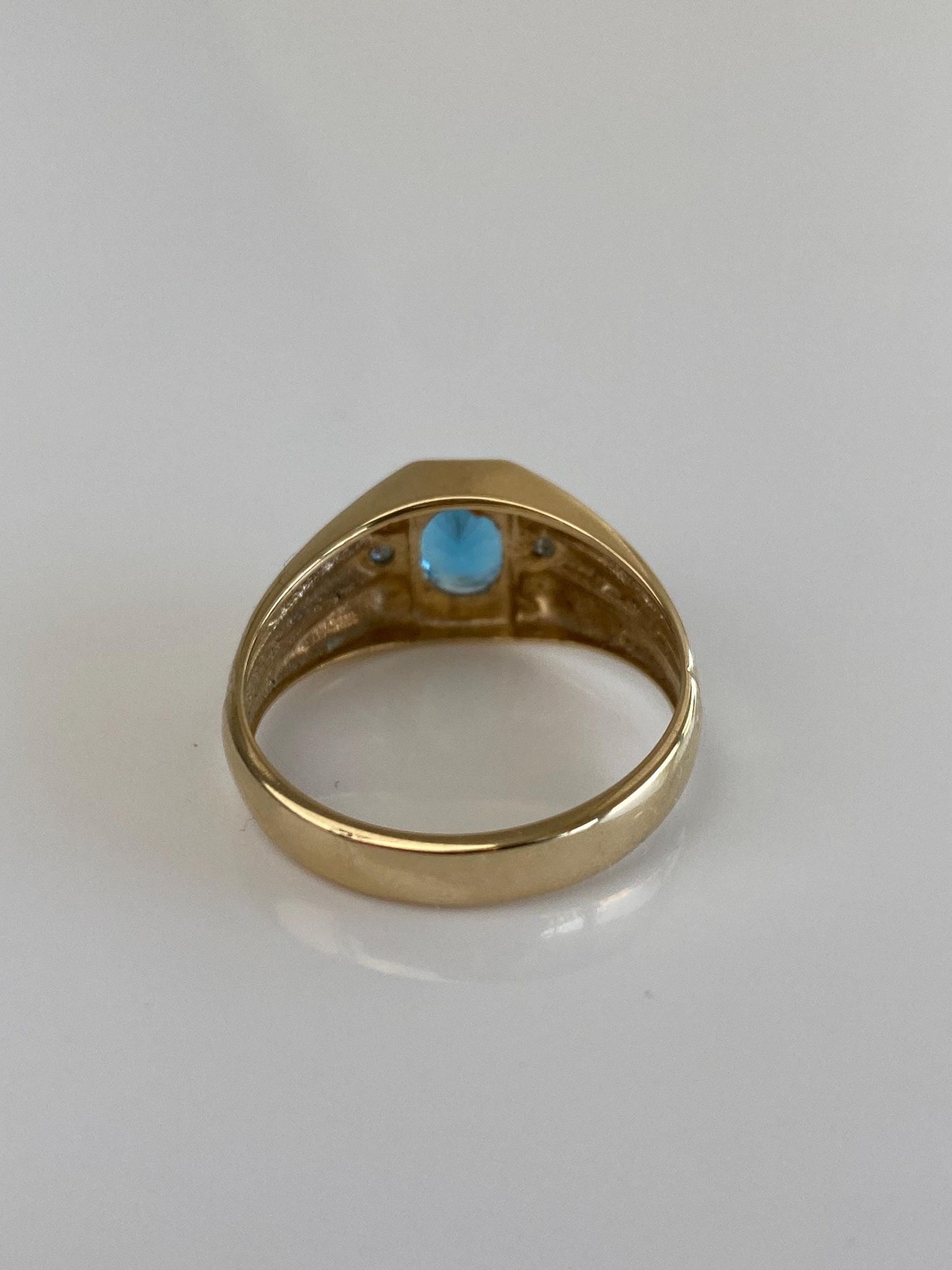 Vintage Solid 10k White & Yellow Gold Topaz Diamond Ring Band - Size 10