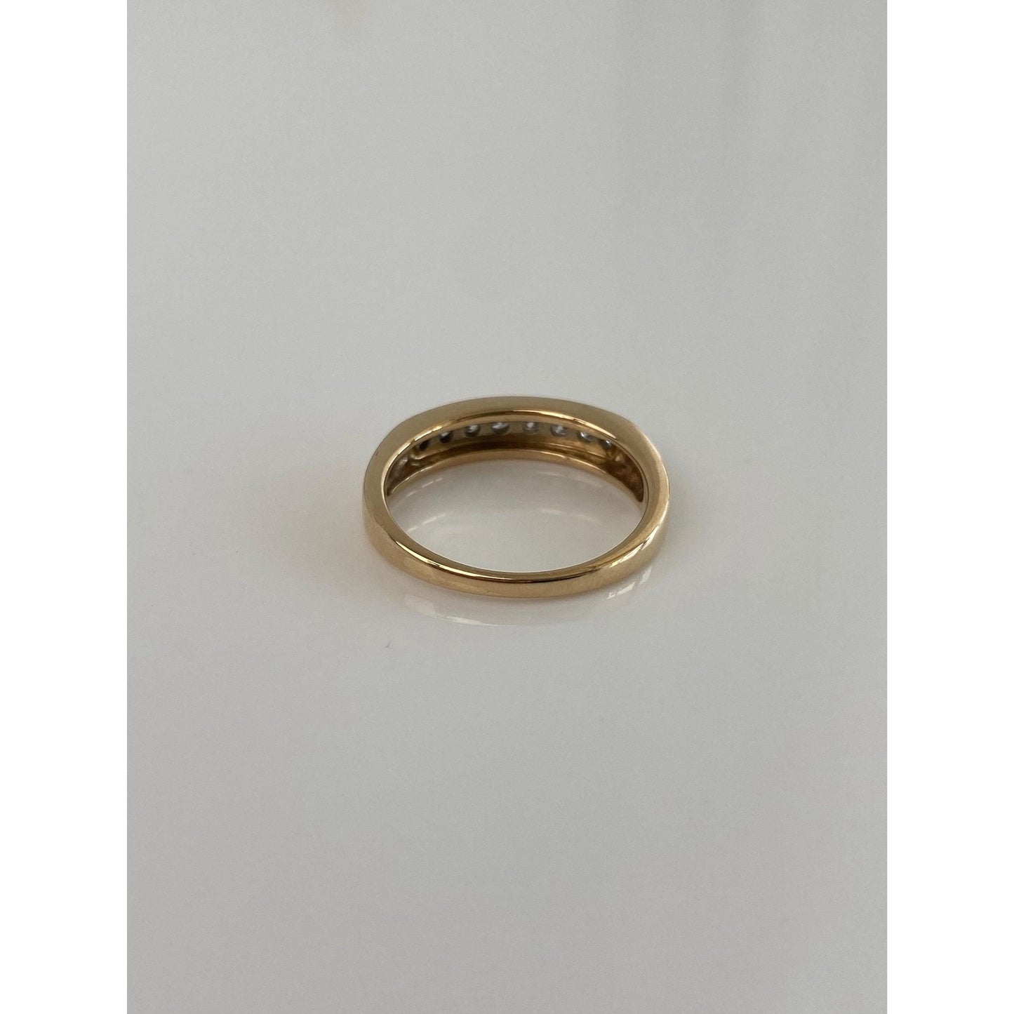 Vintage Solid 14k Yellow Gold Clear Sapphire Ring Band - Size 6