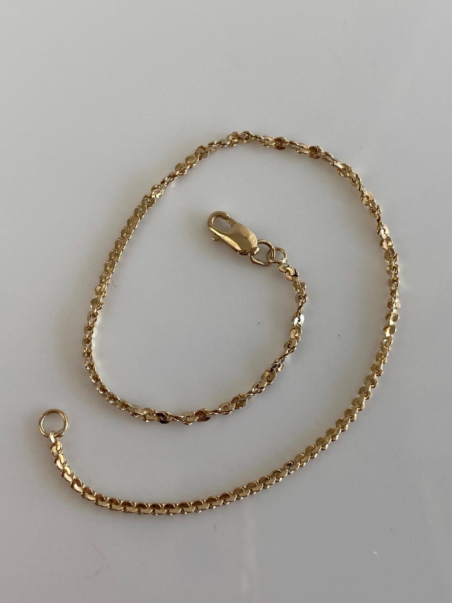 Vintage Solid 14k Yellow Gold Textured Twist Serpentine Chain Bracelet - 7.75 inches