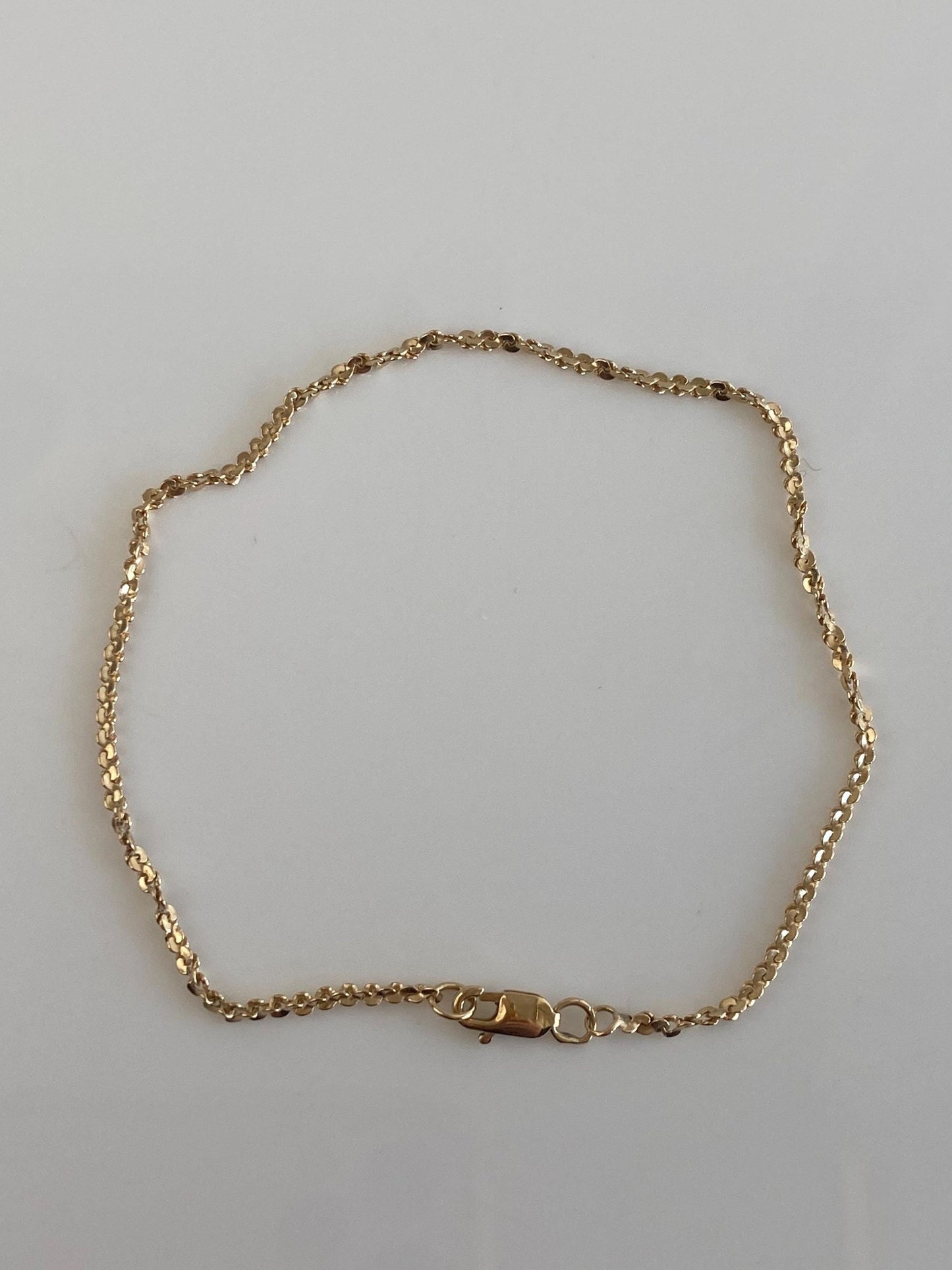 Vintage Solid 14k Yellow Gold Textured Twist Serpentine Chain Bracelet - 7.75 inches