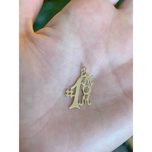 Vintage Solid 14k Yellow Gold #1 Mom Charm