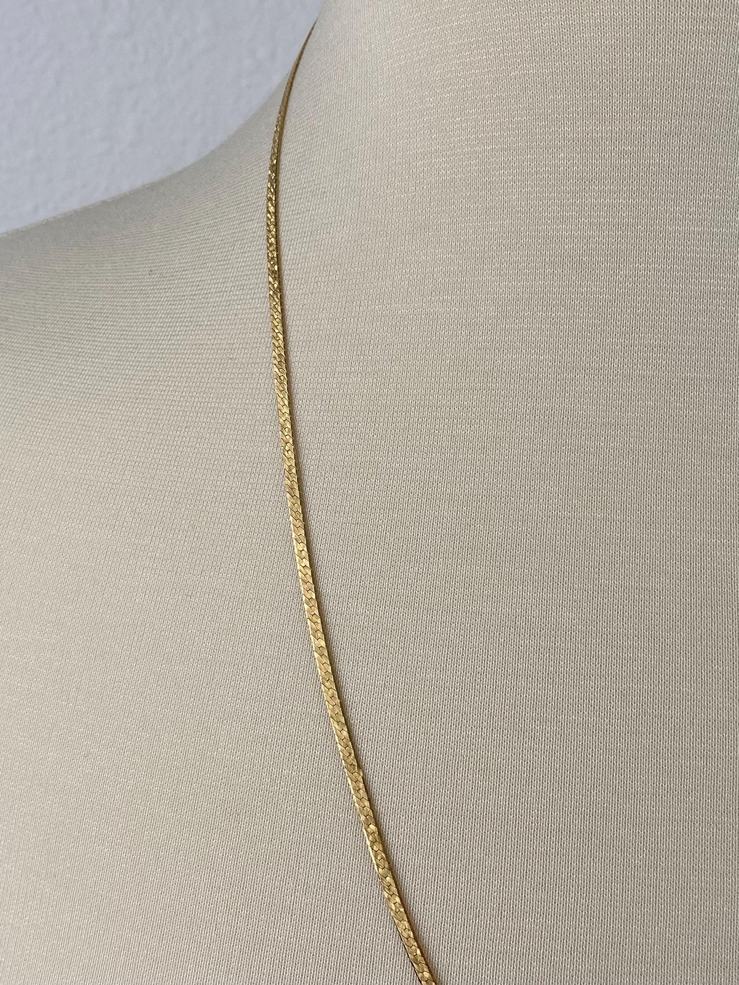 Vintage Solid 14k Yellow Gold Pattern Herringbone Chain Necklace - 24 inches