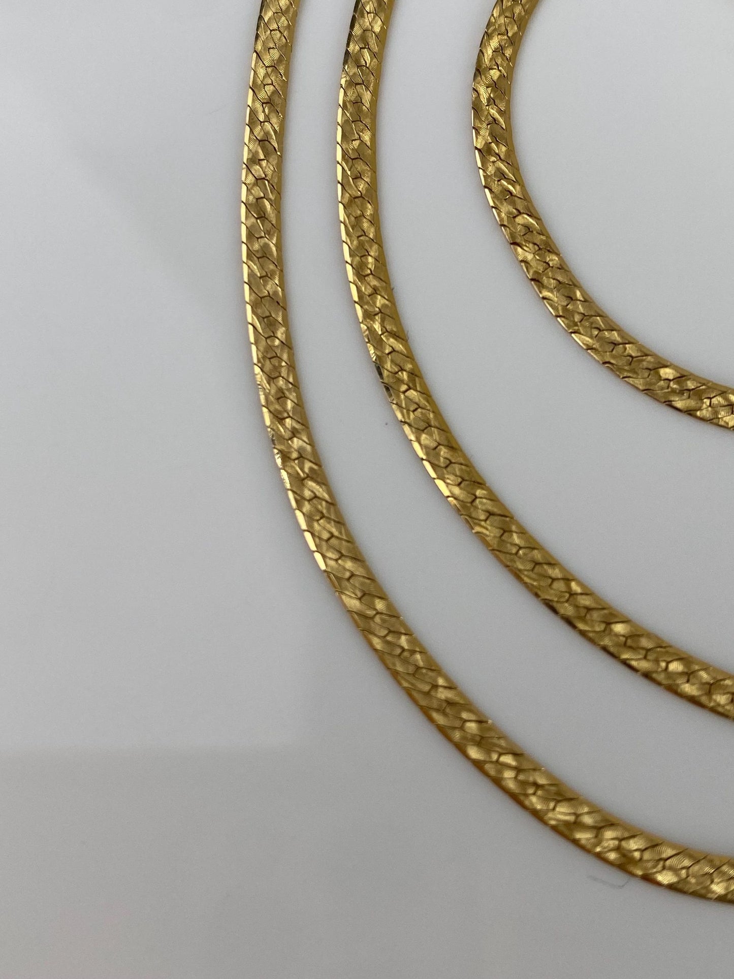 Vintage Solid 14k Yellow Gold Pattern Herringbone Chain Necklace - 24 inches