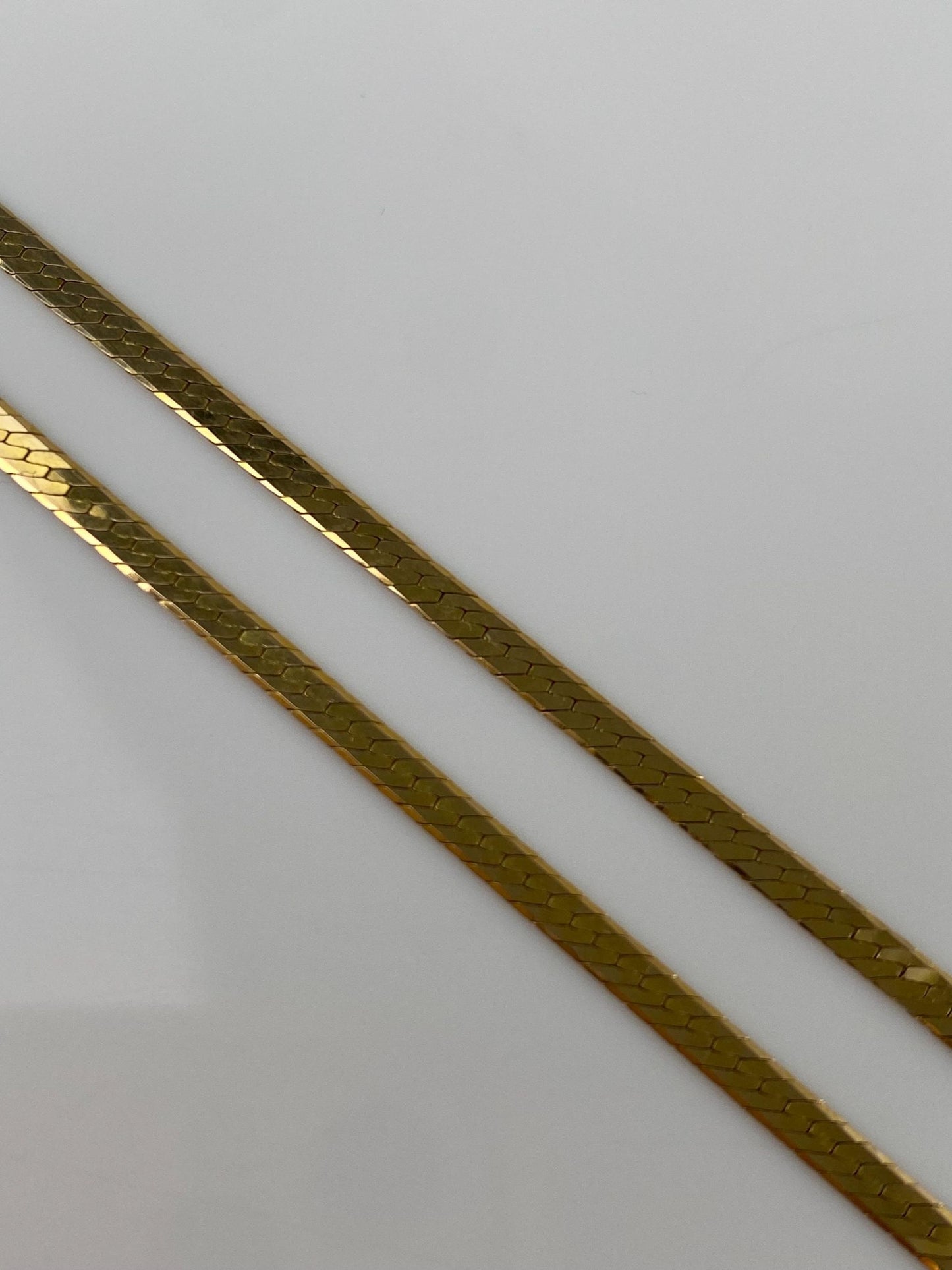 Vintage Solid 14k Yellow Gold Pattern Herringbone Chain Necklace - 24 inches