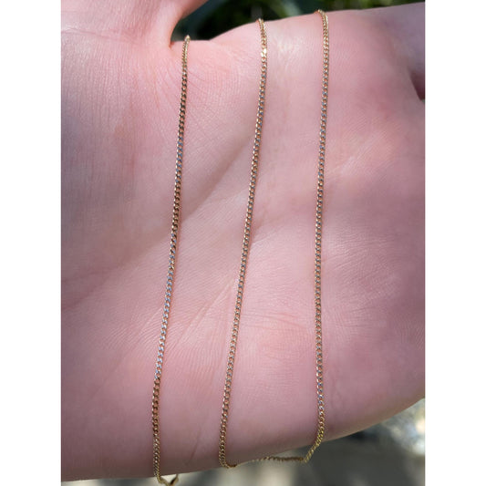 Vintage Solid 14k Yellow Gold Tight Curb Chain Necklace - 15 inches