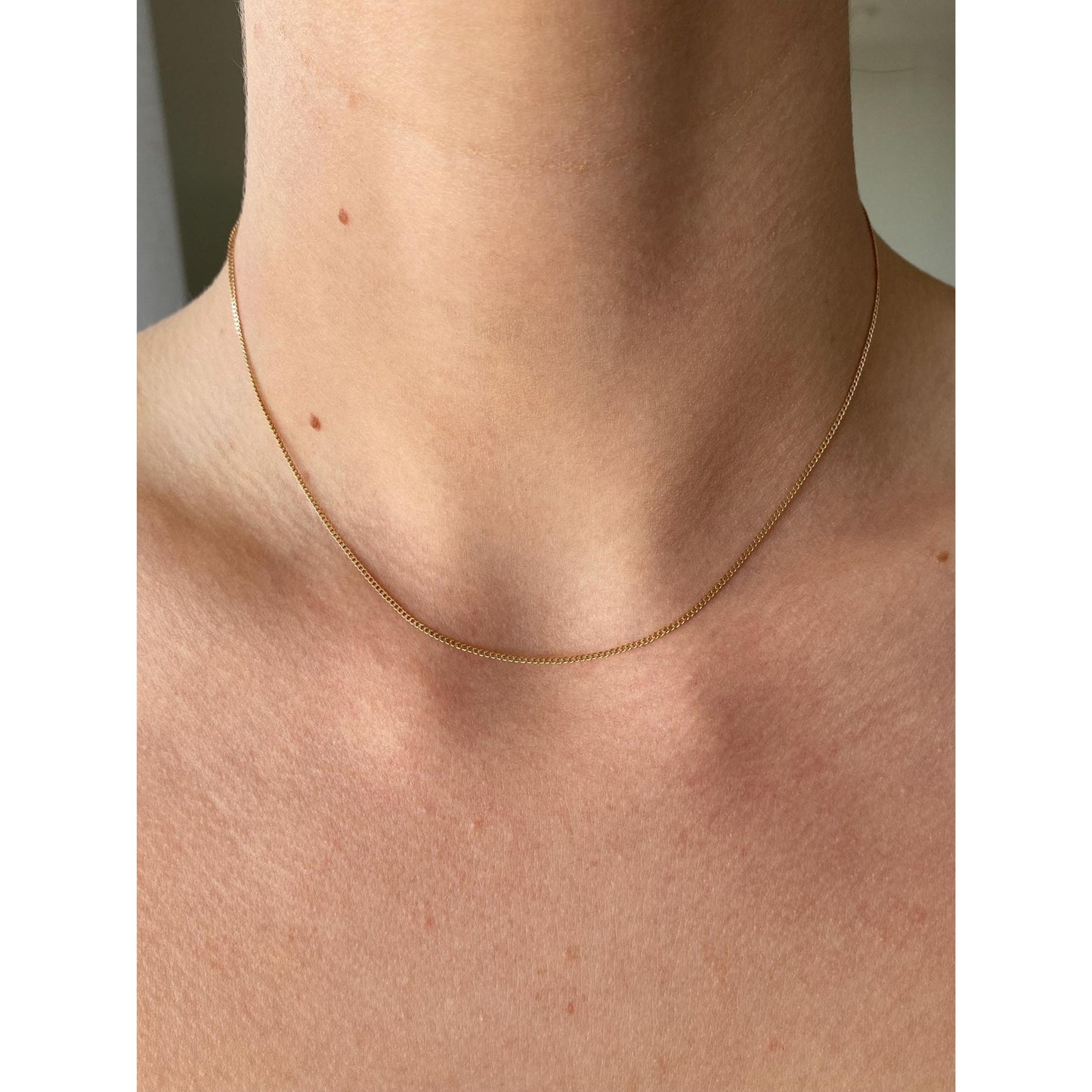 Vintage Solid 14k Yellow Gold Tight Curb Chain Necklace - 15 inches