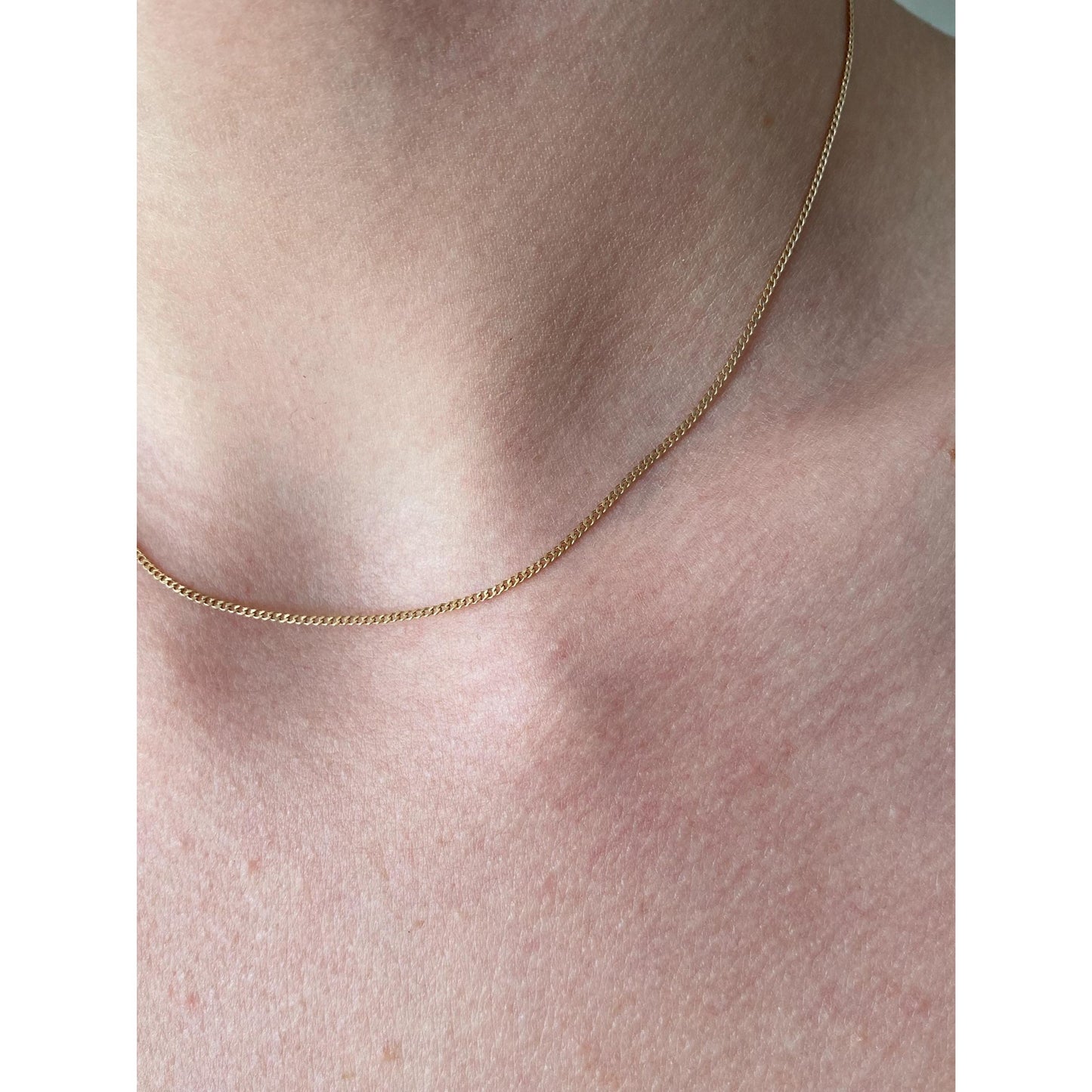 Vintage Solid 14k Yellow Gold Tight Curb Chain Necklace - 15 inches