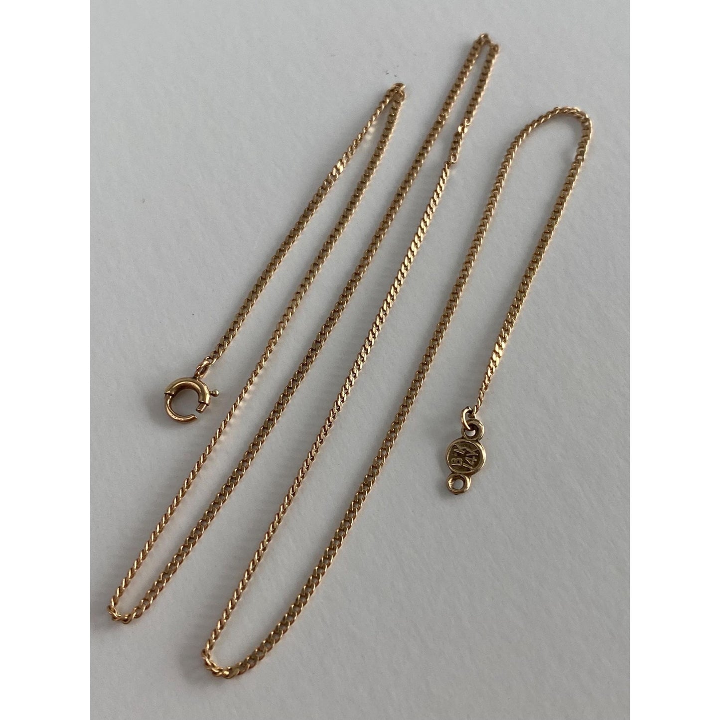 Vintage Solid 14k Yellow Gold Tight Curb Chain Necklace - 15 inches