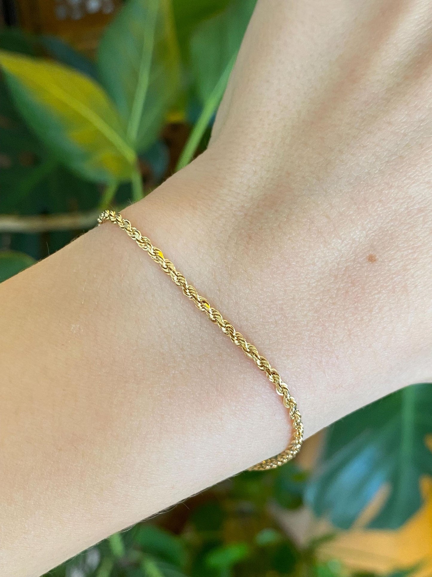 Vintage 10k Yellow Gold Rope Chain Bracelet - 7 inches