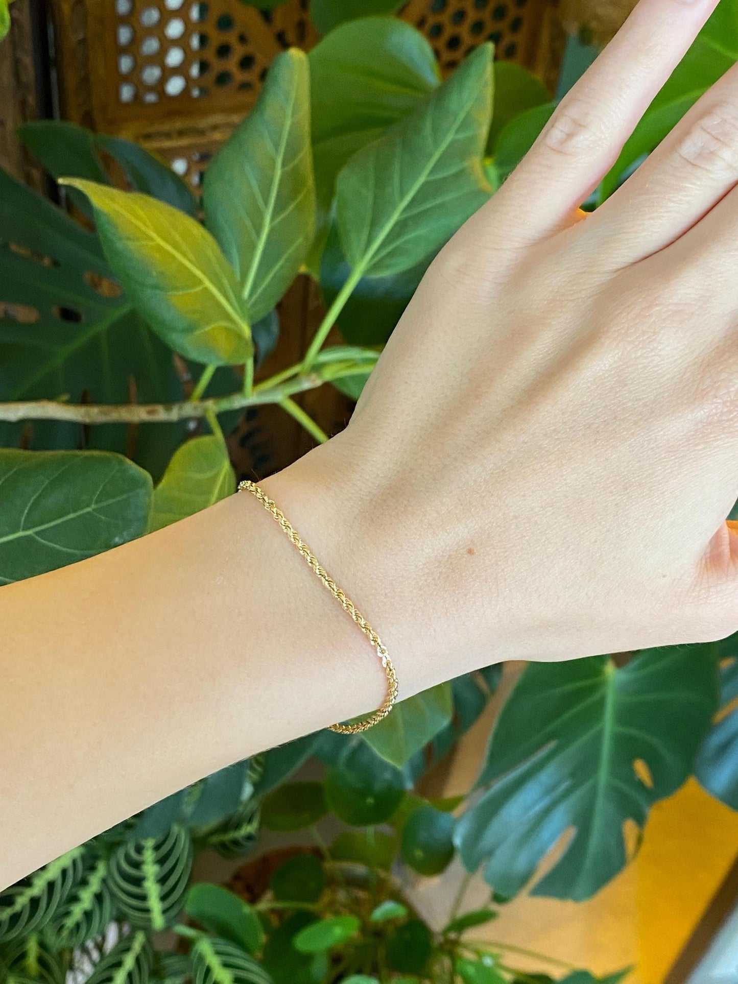 Vintage 10k Yellow Gold Rope Chain Bracelet - 7 inches