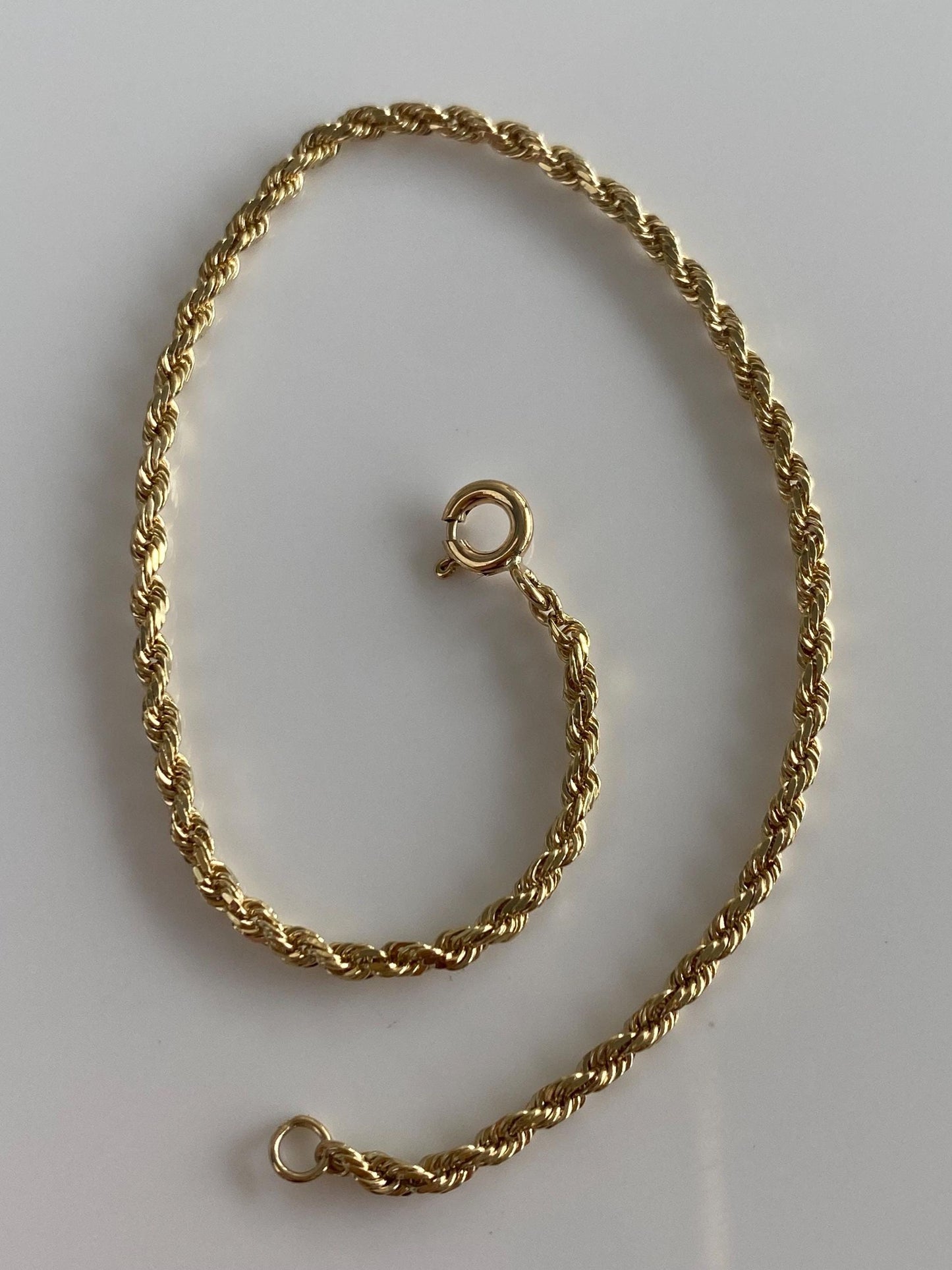 Vintage 10k Yellow Gold Rope Chain Bracelet - 7 inches