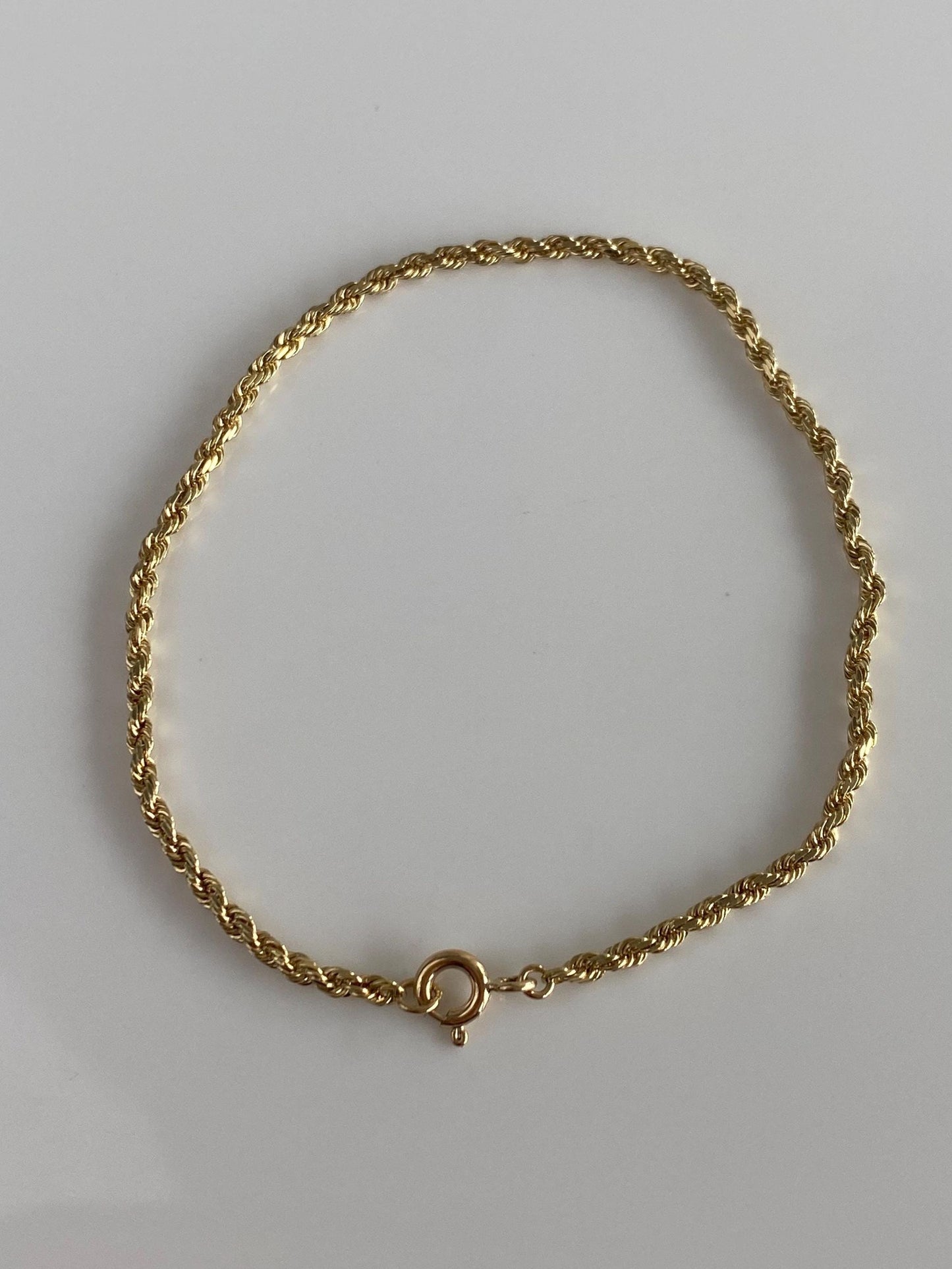 Vintage 10k Yellow Gold Rope Chain Bracelet - 7 inches