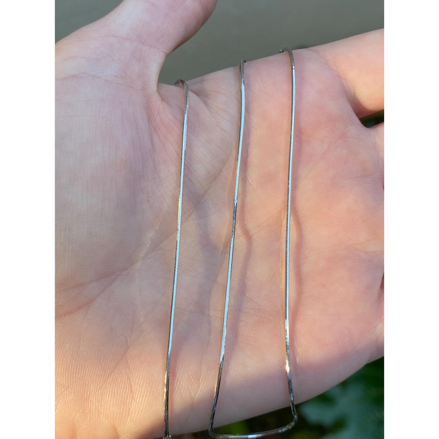 Vintage Solid 14k White Gold Square Snake Chain Necklace - 17.75 inches