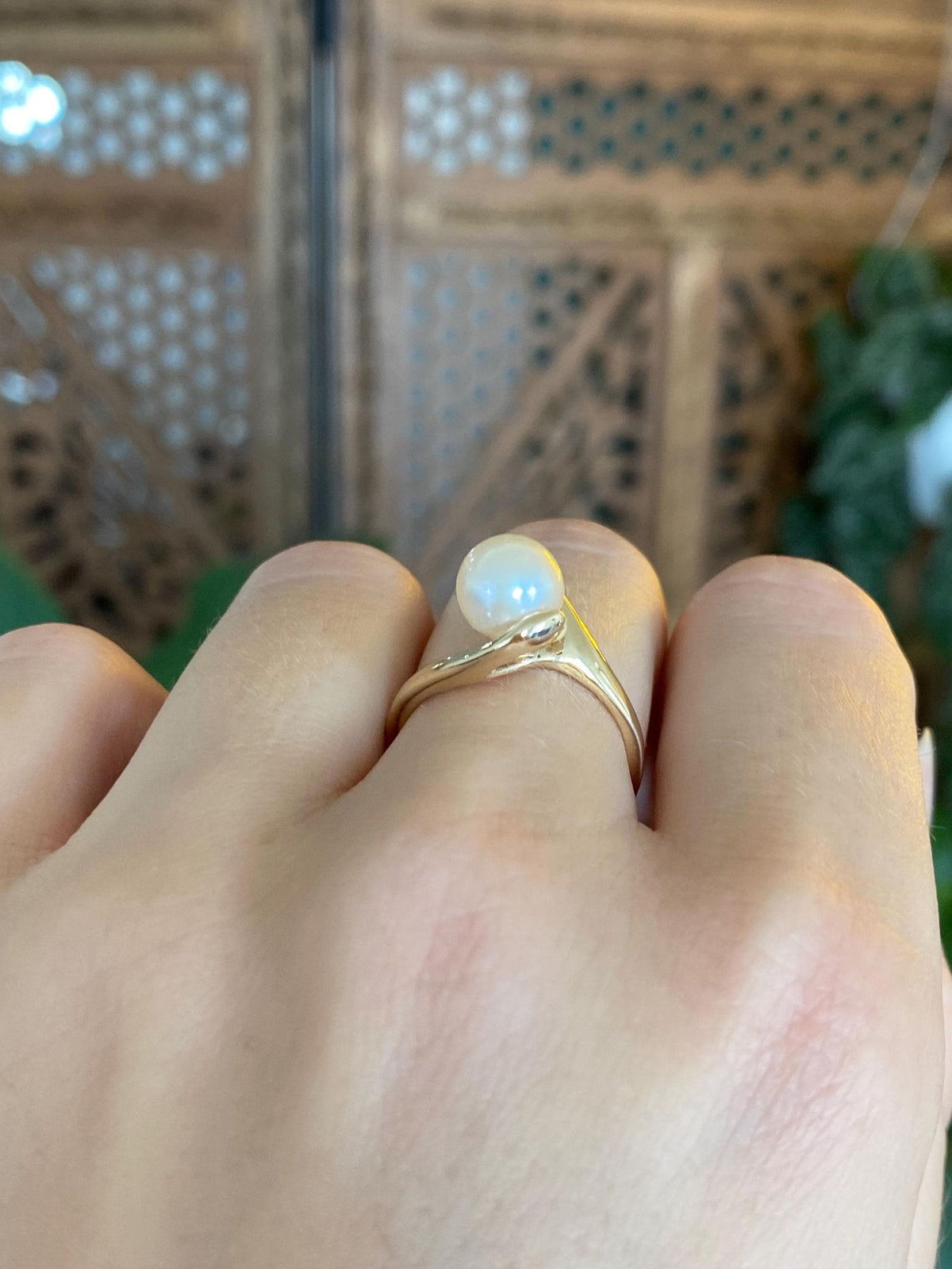 Vintage Solid 10k Yellow Gold Pearl Twist Ring - Size 6