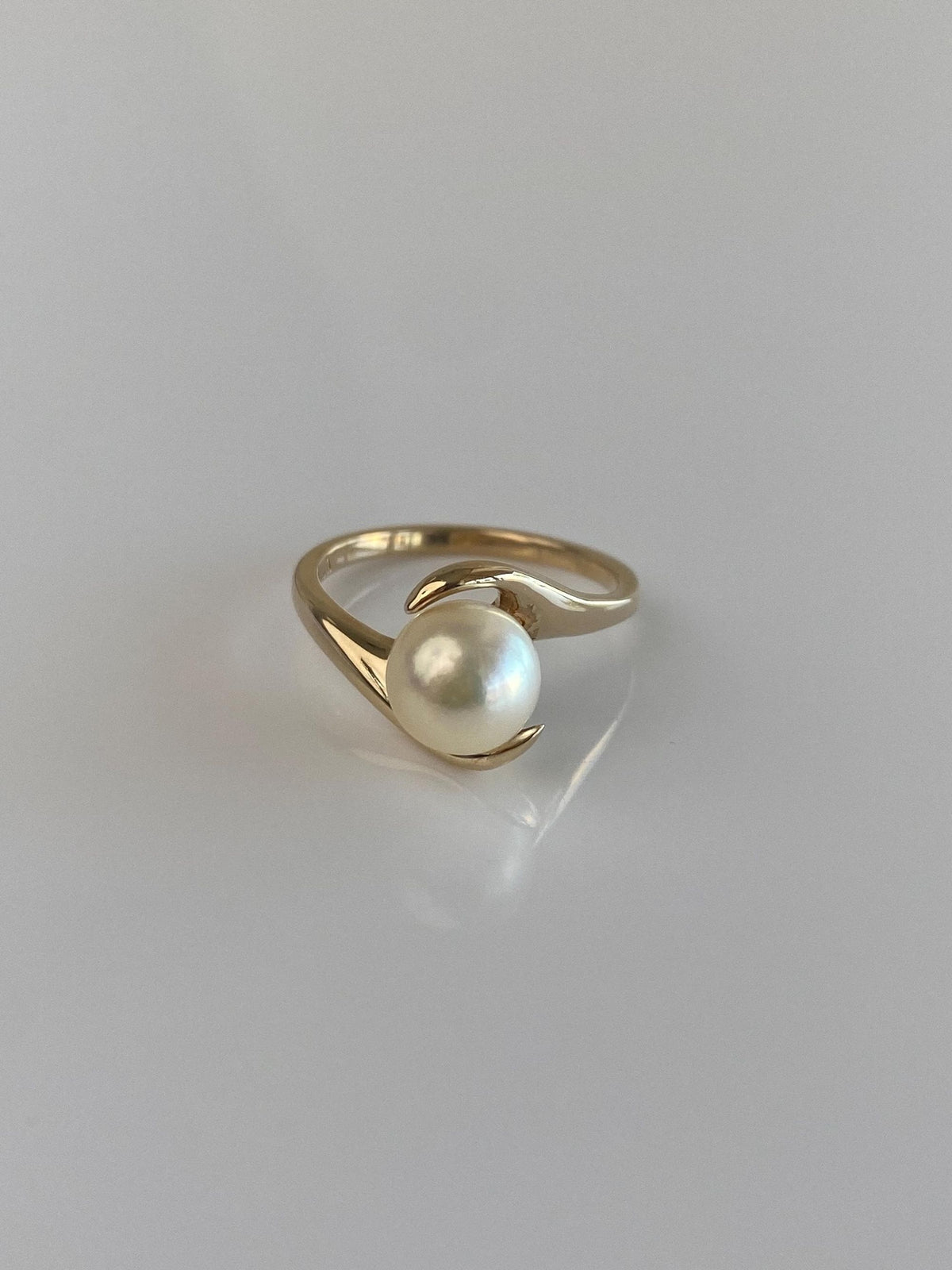Vintage Solid 10k Yellow Gold Pearl Twist Ring - Size 6
