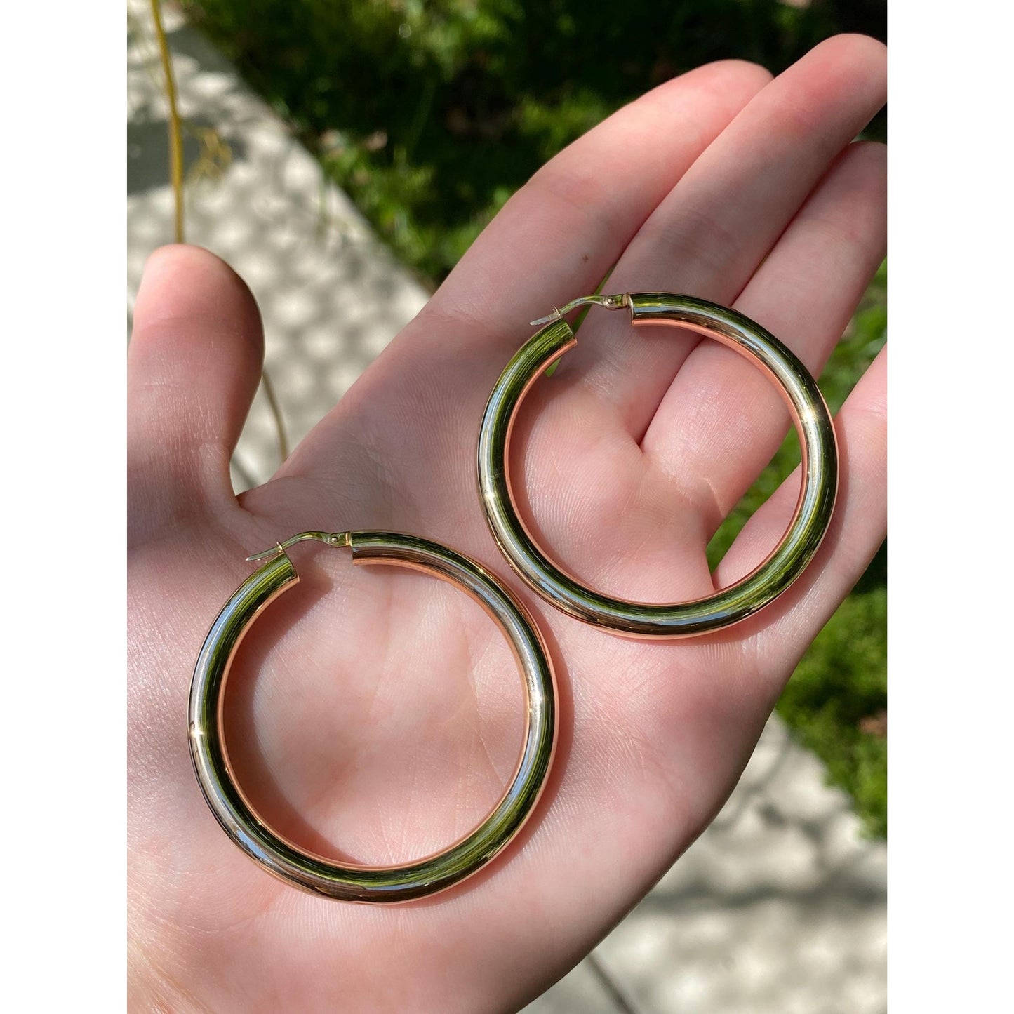 Vintage 14k Yellow Gold Chunky Hoop Earrings