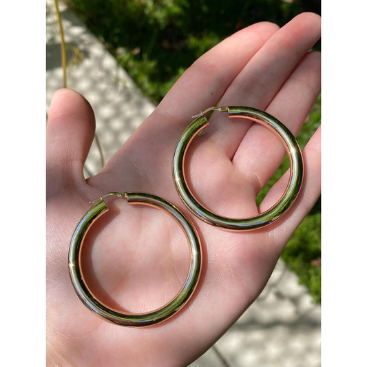 Vintage 14k Yellow Gold Chunky Hoop Earrings