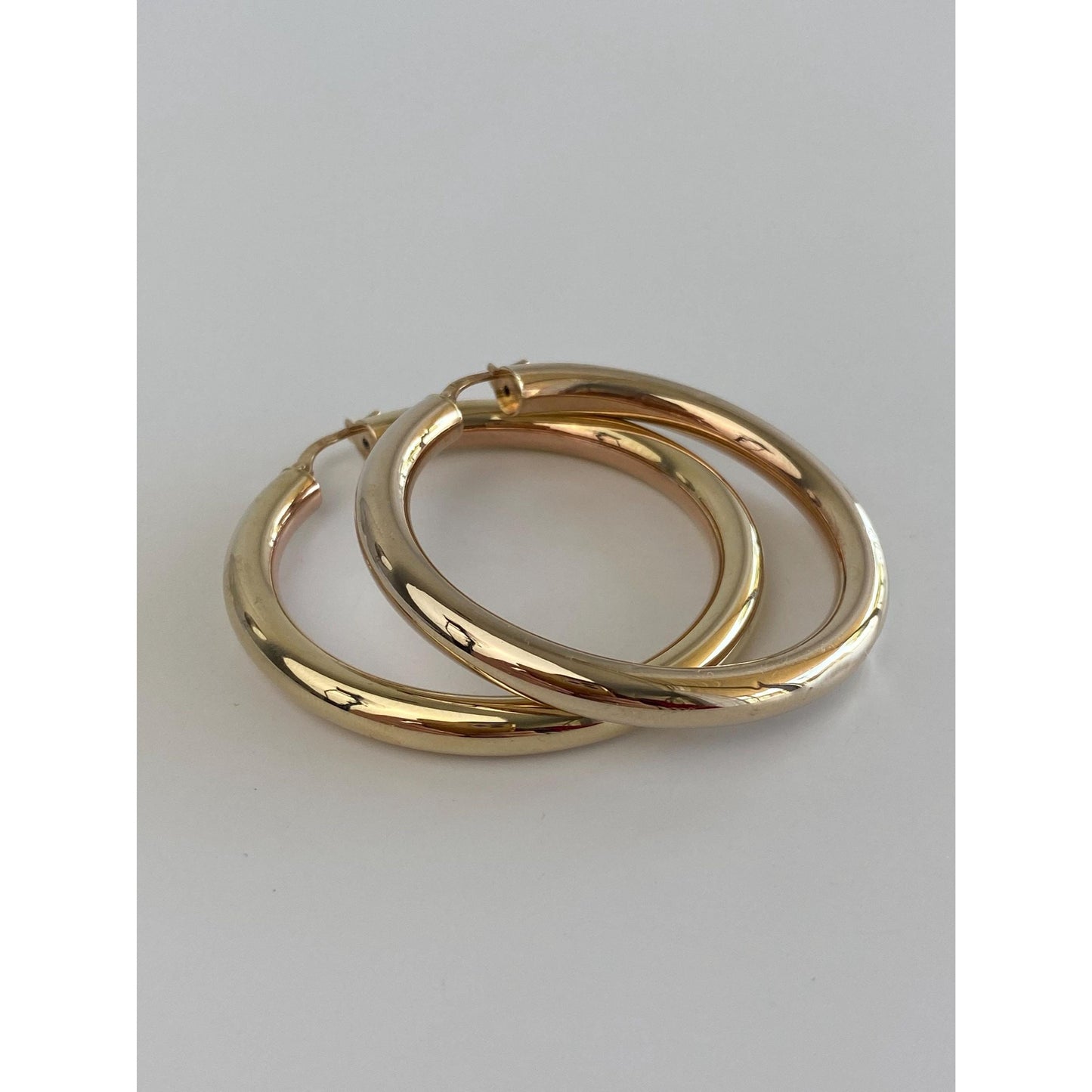 Vintage 14k Yellow Gold Chunky Hoop Earrings