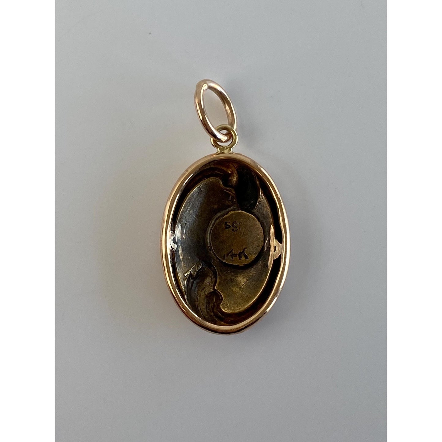 Vintage Solid 14k Yellow Gold Scrollwork Cufflink Conversion Charm