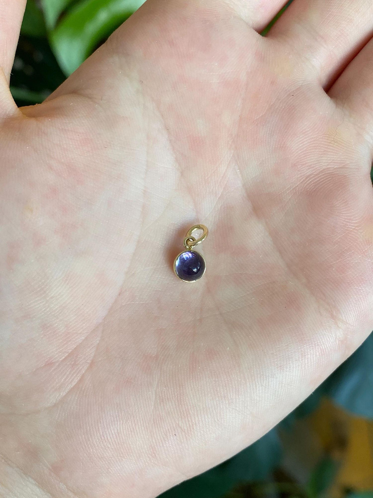 Vintage Solid 14k Yellow Gold Little Amethyst Charm
