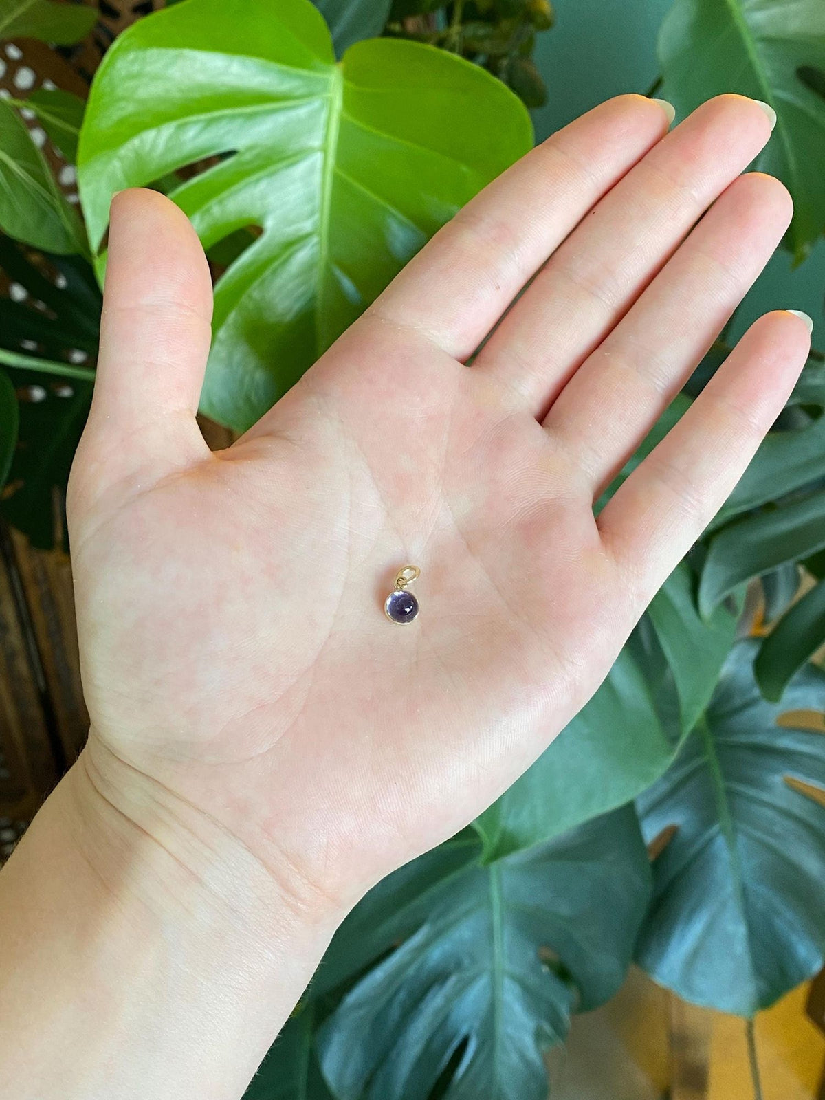 Vintage Solid 14k Yellow Gold Little Amethyst Charm