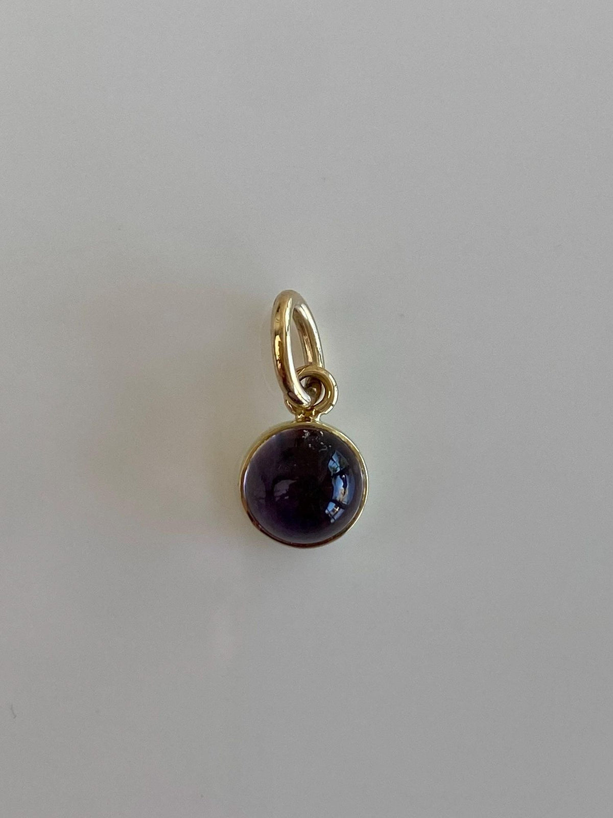 Vintage Solid 14k Yellow Gold Little Amethyst Charm
