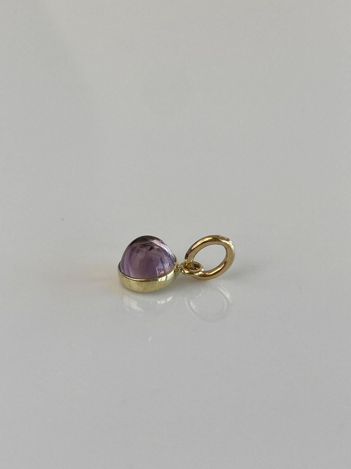 Vintage Solid 14k Yellow Gold Little Amethyst Charm