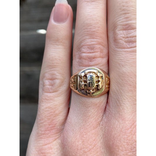 Vintage Solid 10k Rosey Gold 1931 Class Signet Ring - Size 5.5