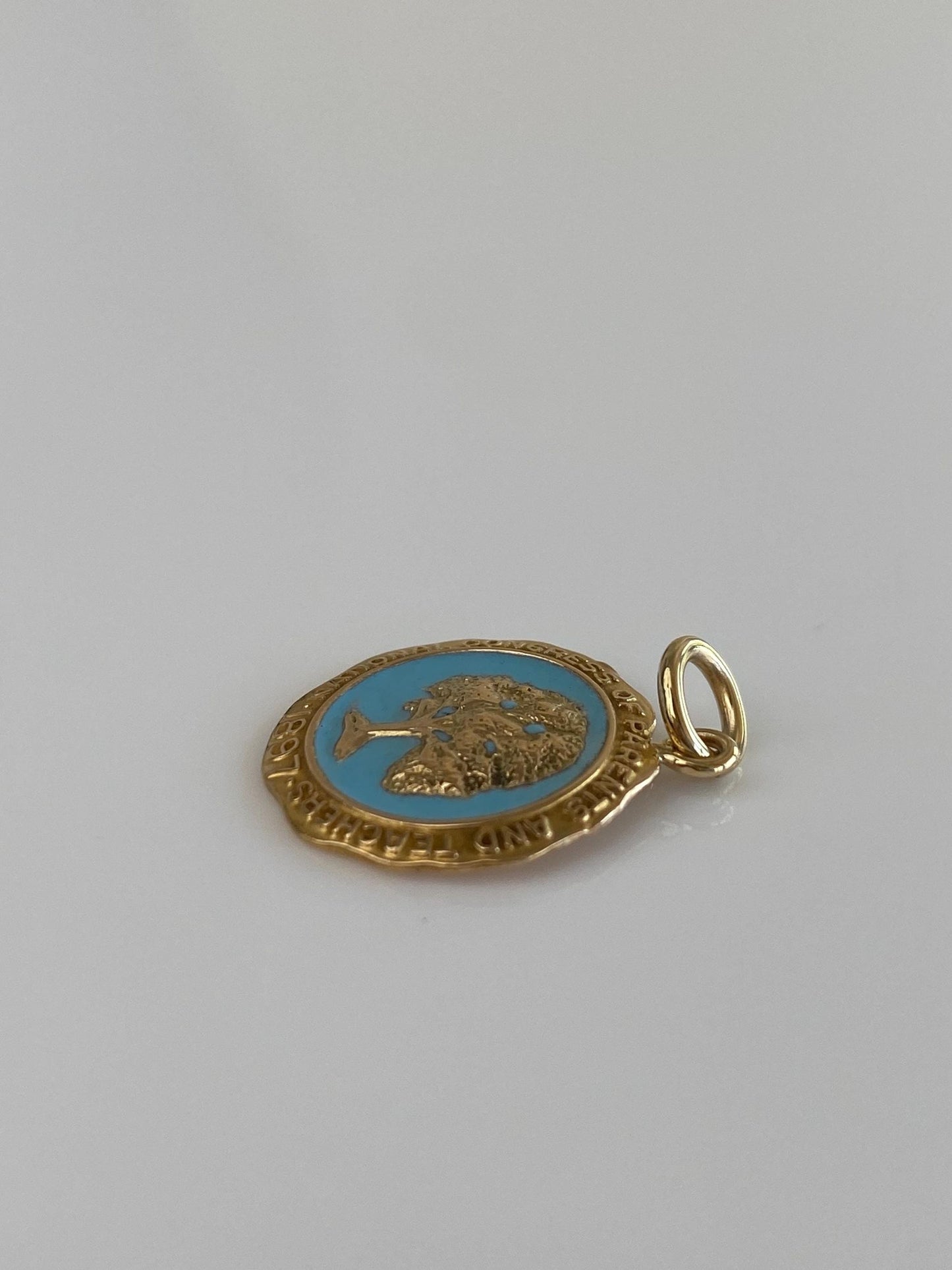Vintage Solid 10k Yellow Gold Blue Enamel National Congress of Parents and Teachers Charm