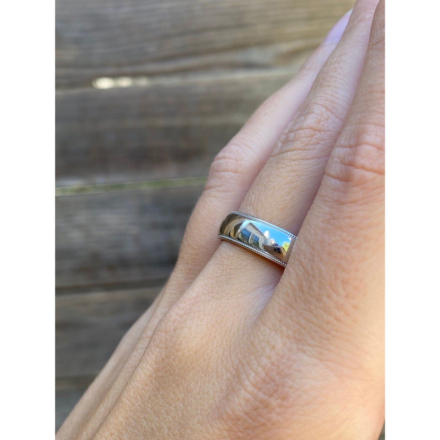 Tiffany & Co. Solid Platinum Milgrain Ring Band - Size 12