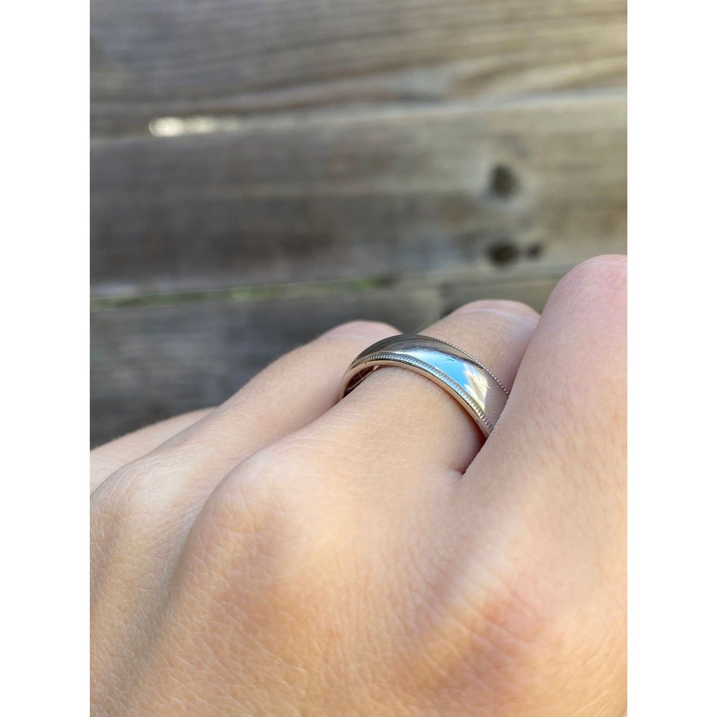 Tiffany & Co. Solid Platinum Milgrain Ring Band - Size 12