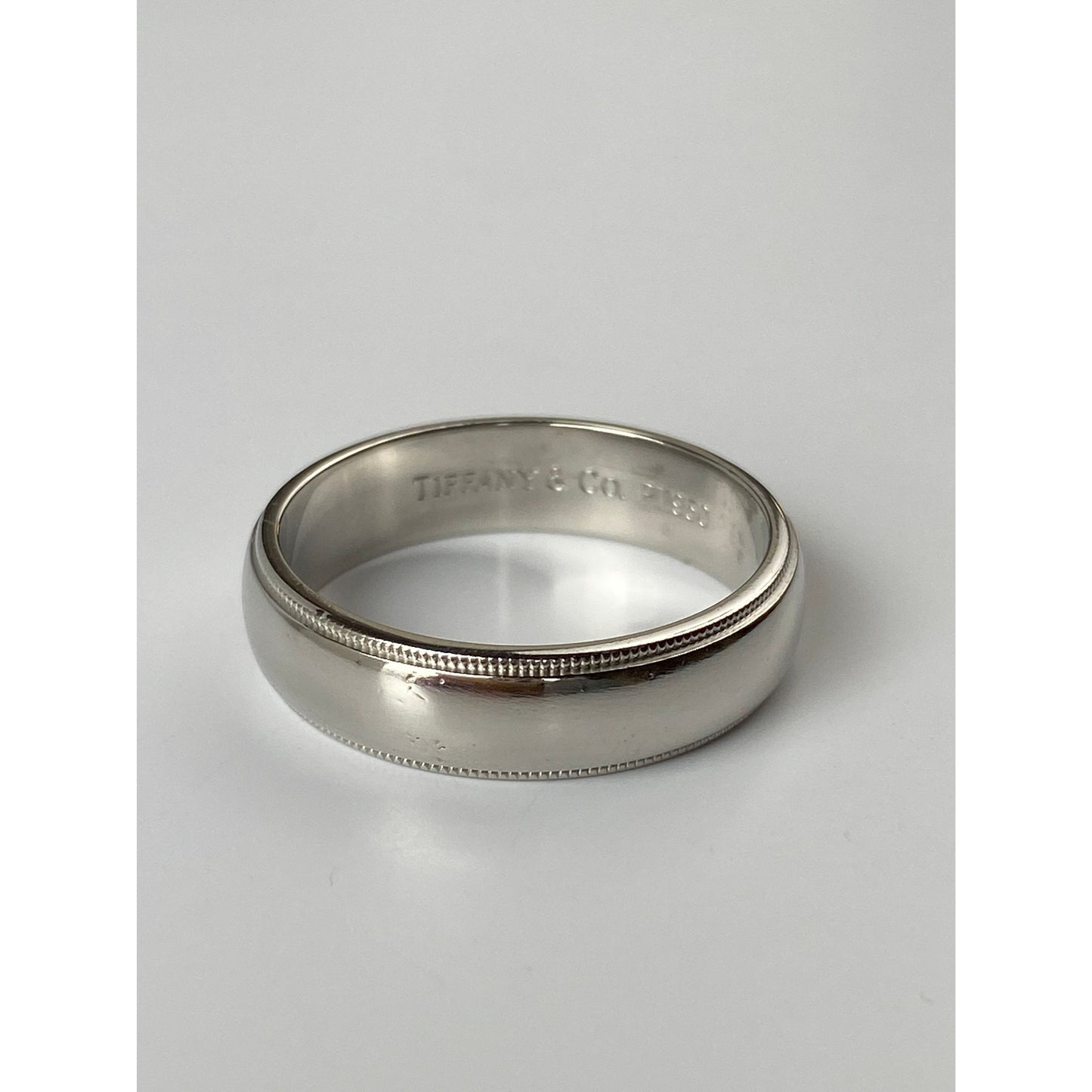 Tiffany & Co. Solid Platinum Milgrain Ring Band - Size 12