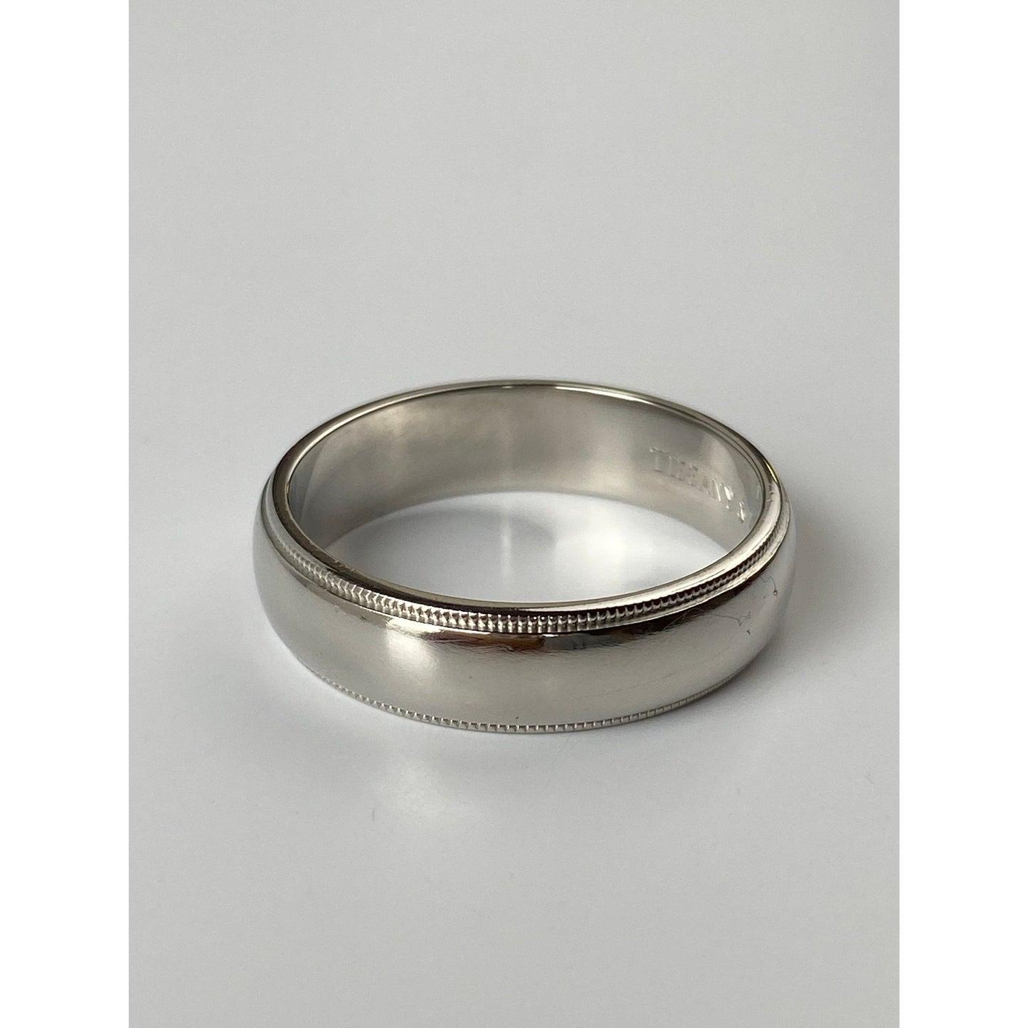 Tiffany & Co. Solid Platinum Milgrain Ring Band - Size 12