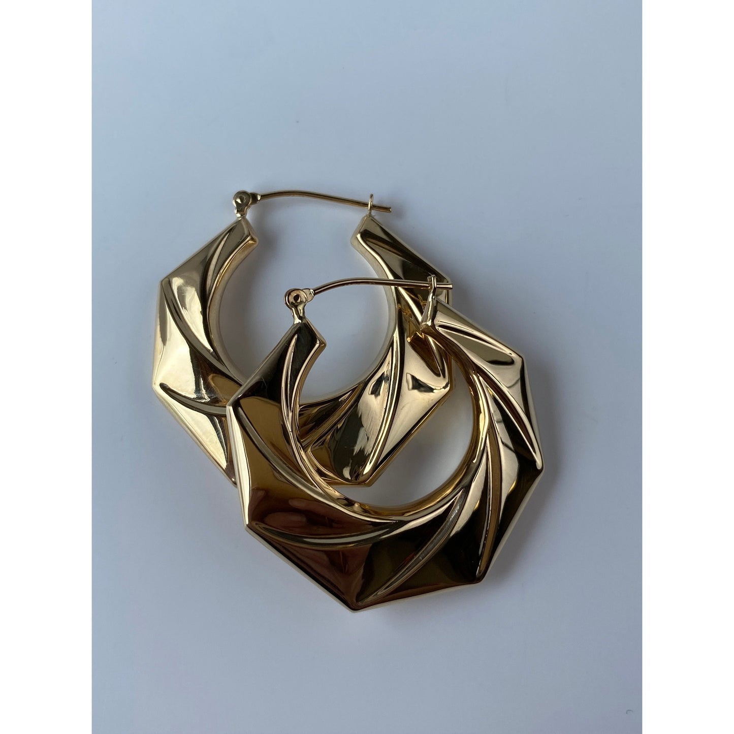 Vintage 14k Yellow Gold Textured Hoop Earrings