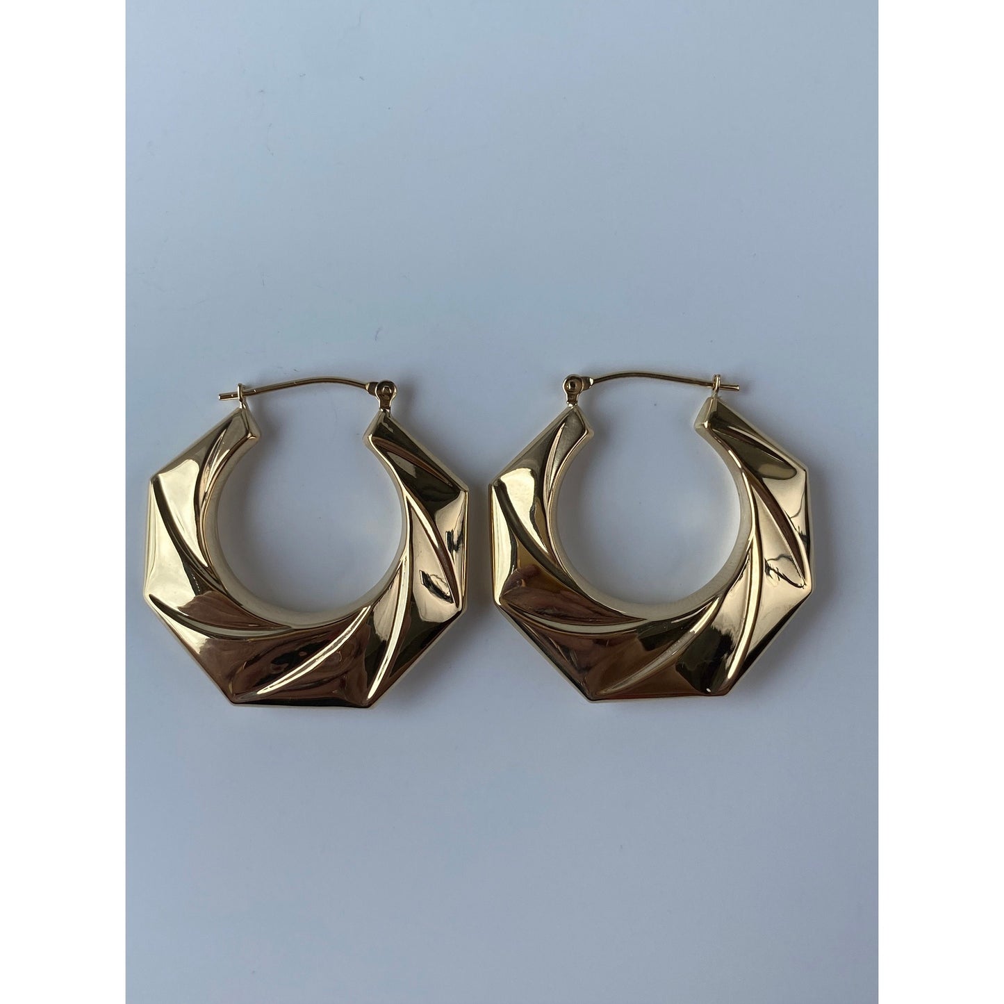 Vintage 14k Yellow Gold Textured Hoop Earrings